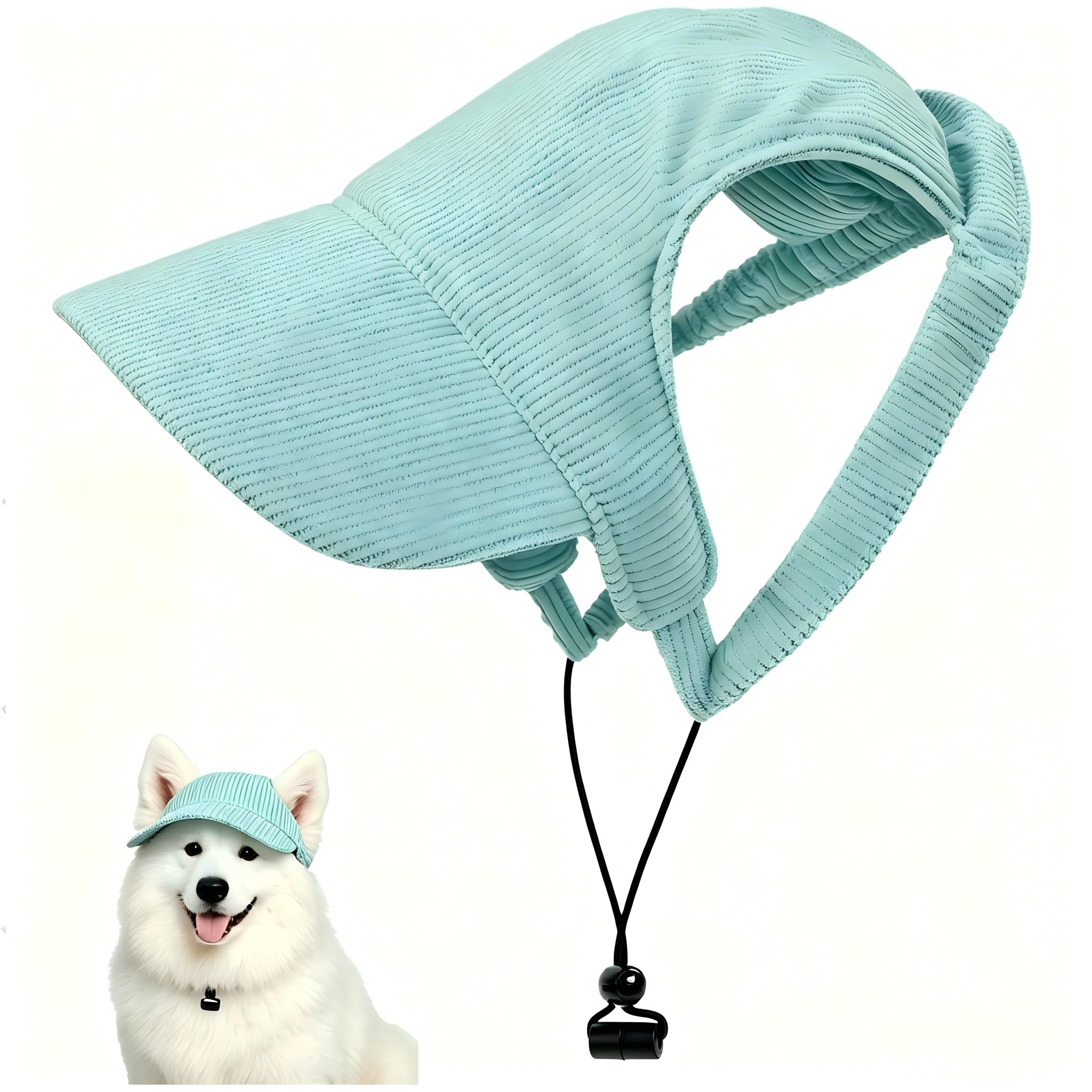 Dog Summer Sun Hat Adjustable Dog Baseball Cap with Ear Holes, Summer Pet Cat Sun Protection Visor Cap, Lightweight Bucket Hat for Puppy Small Medium Large Dogs Cats (Mint Green, S)