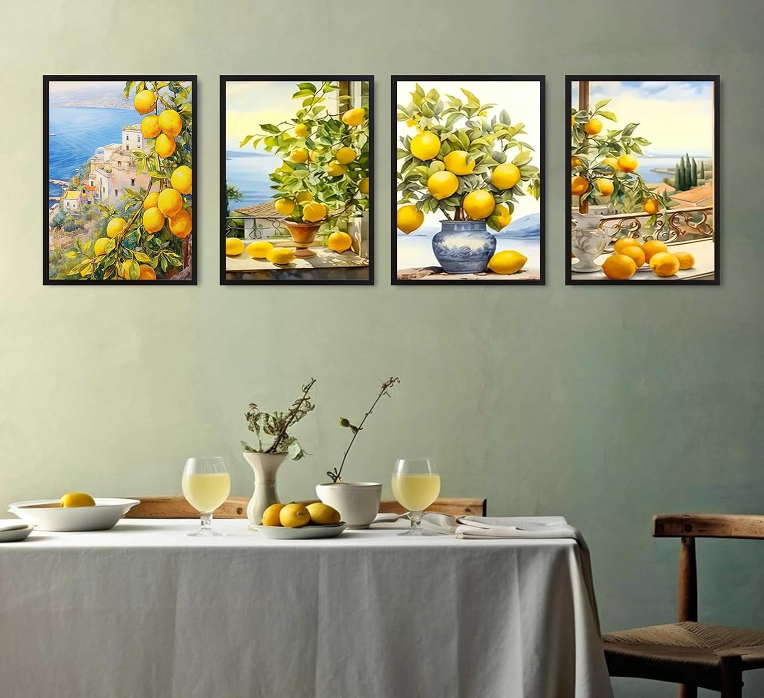 Paint by Number Kit for Adults 12x16inch Lemon Tree Scenery, 4 Pack DIY Painting by Numbers Unframed, Acrylic Paint Art Set for Living Room Bbedroom Home Gifts Decor