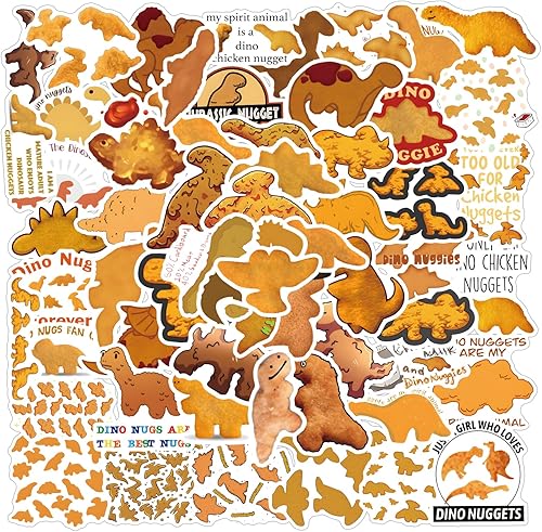 Paquete de 61 calcomanías de pepitas de dinosaurio, calcomanías estéticas impermeables de vinilo para botella de agua, patineta, laptop, teléfono,