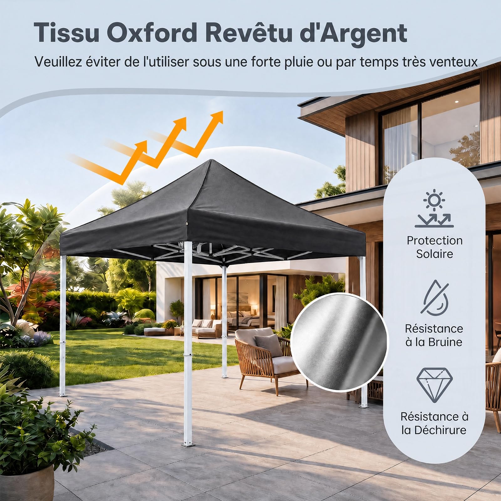 RELAX4LIFE Tonnelle Pliante 2x2 avec Parois Amovibles, Barnum Pliant pour Activités Plein Air, 2 Portes Zippées, Gazebo 2x2 Portable avec Sac à roulettes pour Terrasse Marché Festival (Noir)