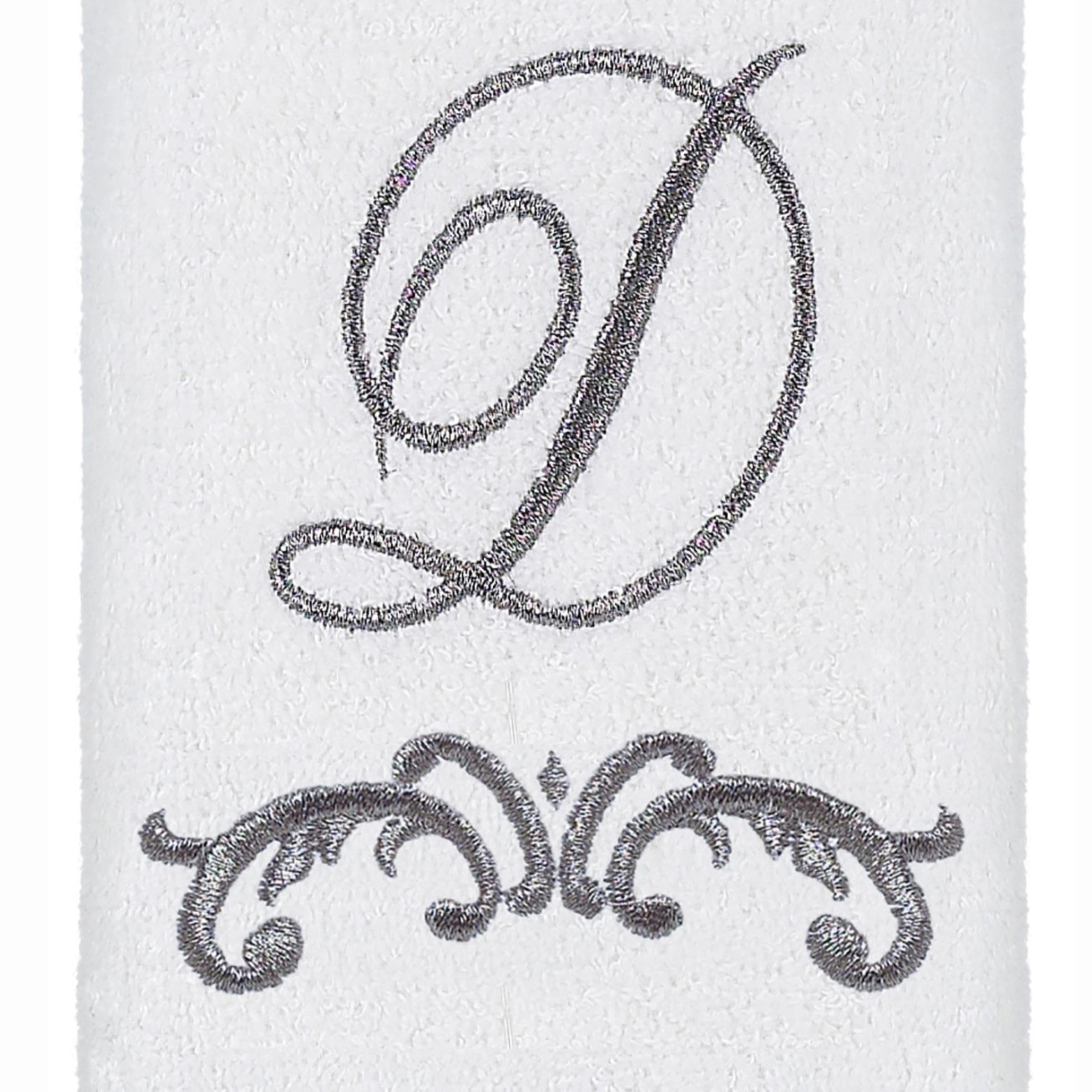 Avanti Linens - Fingertip Towel, Soft & Absorbent Cotton Towel, Scroll Design, Cursive Style Decor (Monogram Collection, Initial D) - Image 2