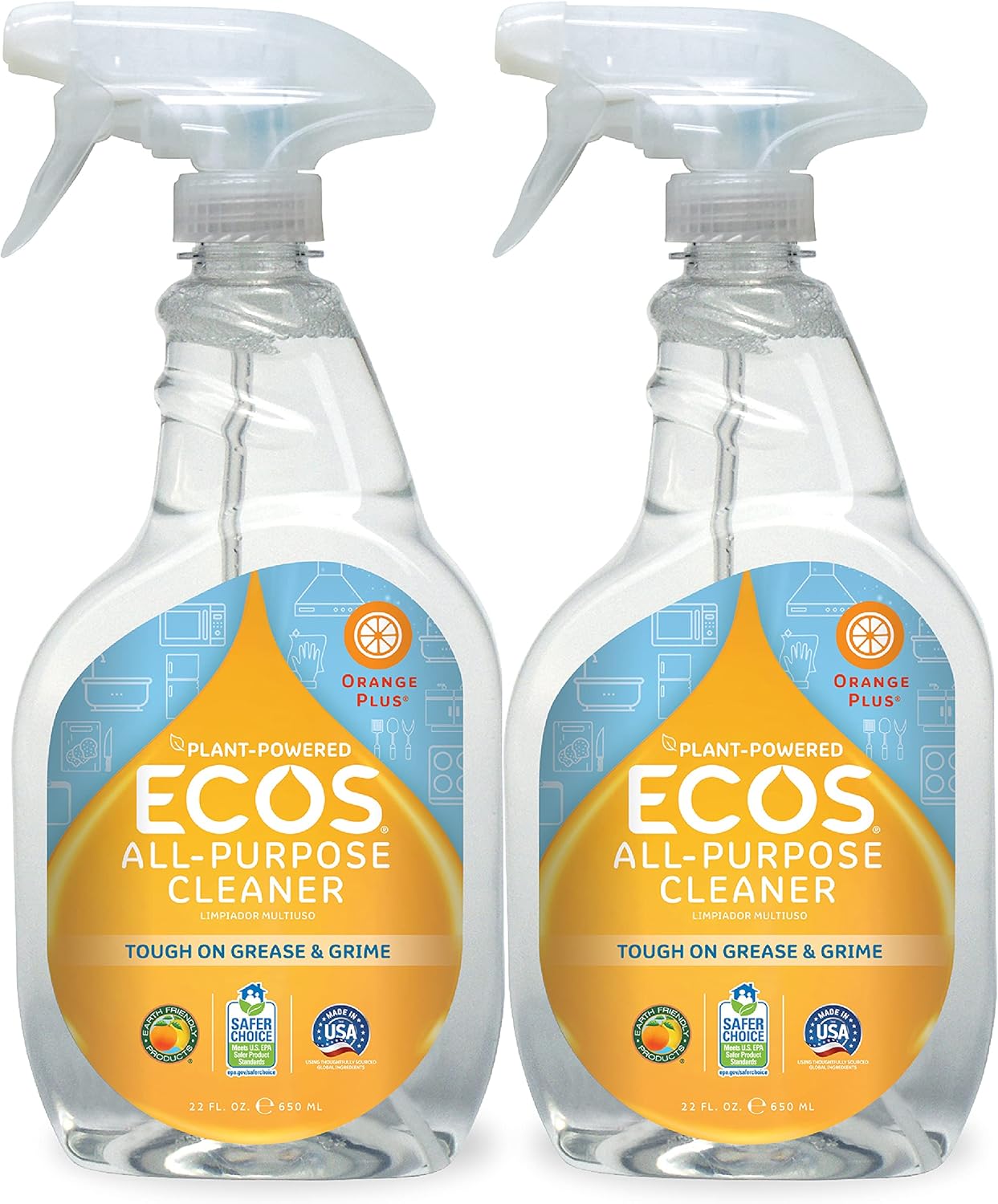 ECOS® All Purpose Cleaner, Orange, 22oz Bottle by Earth Friendly Products (Pack of 2) : Health & Household