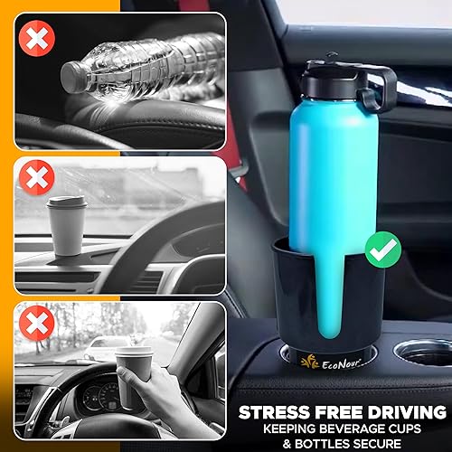 Miniatura 9 de EcoNour Expansor de portavasos para automóvil Se adapta a botellas Hydro Flask de 32/40 onzas, Yeti, Nalgene y botellas grandes de hasta 3.8