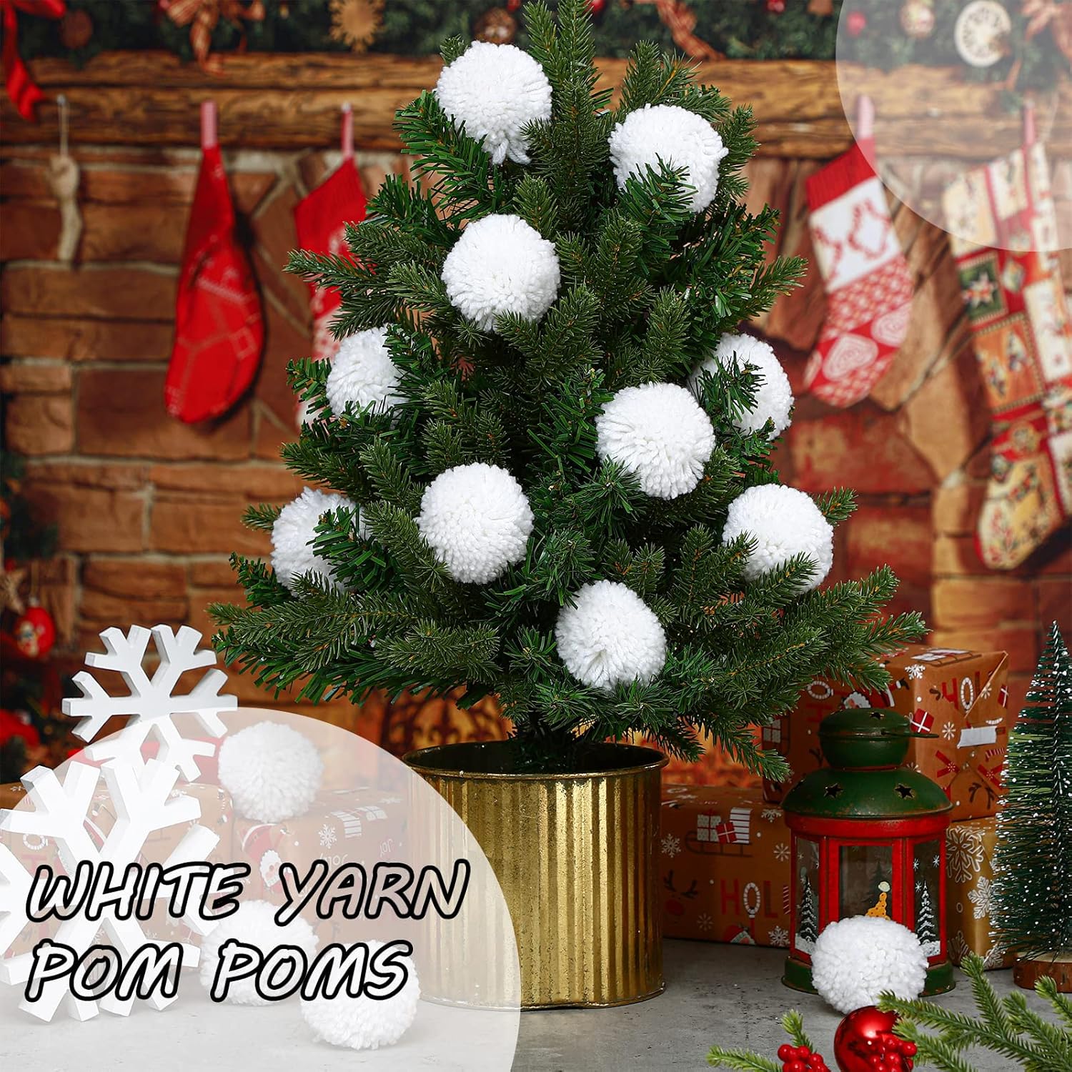 Syhood 20 Pcs Christmas Yarn Pom Poms Balls for DIY Handmade Crafts Fuzzy Pompoms for Christmas DIY Hats Thanksgiving Party Holiday Hanging Home Decorations (White, 2.5 Inch) - Image 4