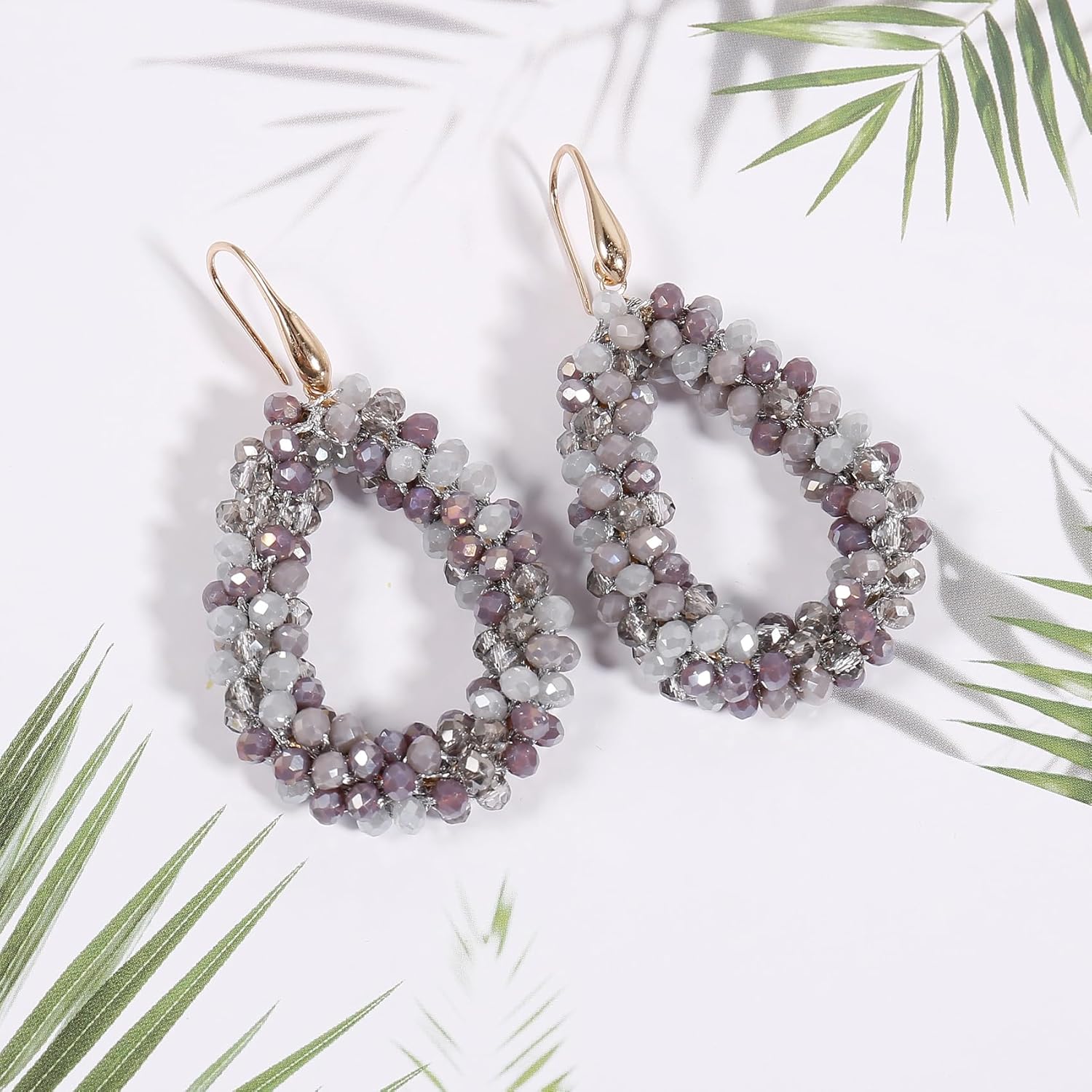 Colorful Beaded Hoop Dangle Earrings For Women Statement Boho Summer Beach Teardrop Drop Earrings Fashion Jewelry Gifts - Image 5