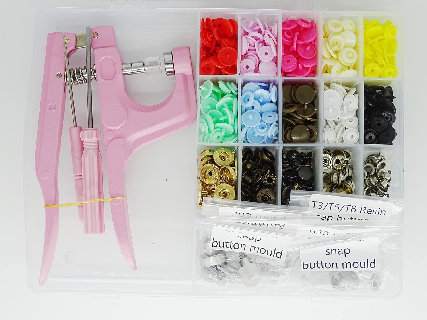 Heavy-Duty Snap Tool Fasteners Kit, Snap Pliers Set for T3/T5/T8 Plastic & Copper Buttons Screw Marine Grade for Replacing Snaps, Repairing Boat Covers, Canvas, Tarps