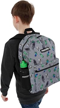 Minecraft Backpack Set | Gamer Backpacks | Boys Backpack And Lunch Box Set | Creeper Boys Rucksack Set | One Size Black