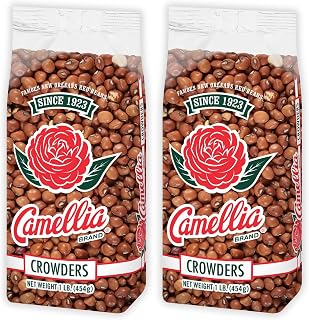 Camellia Dried Crowder Peas - Premium Non-GMO Gluten-Free Southern Field Peas, 1 lb Pack of 2 for Soul Food, Hoppin’ John & Stews