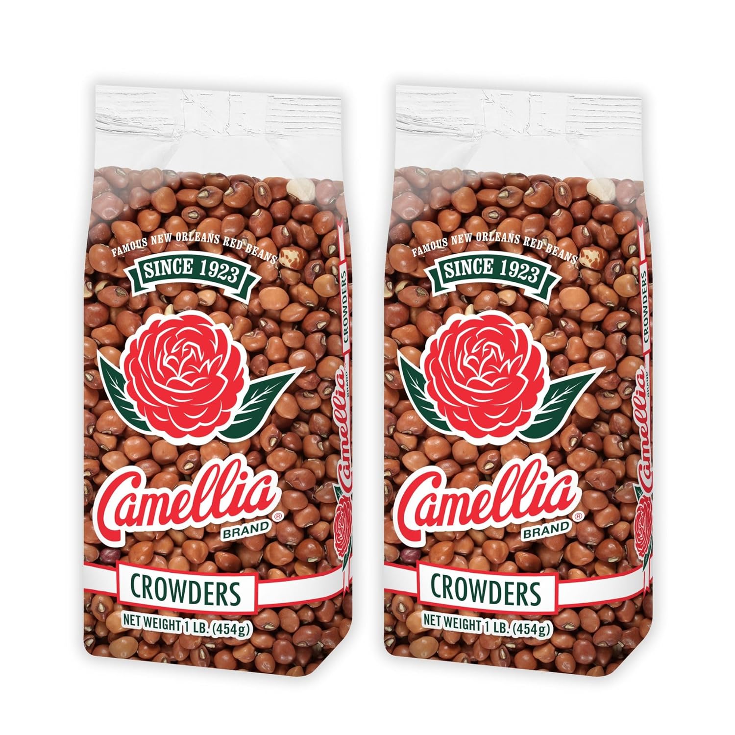 Camellia Dried Crowder Peas - Premium Non-GMO Gluten-Free Southern Field Peas, 1 lb Pack of 2 for Soul Food, Hoppin’ John & Stews