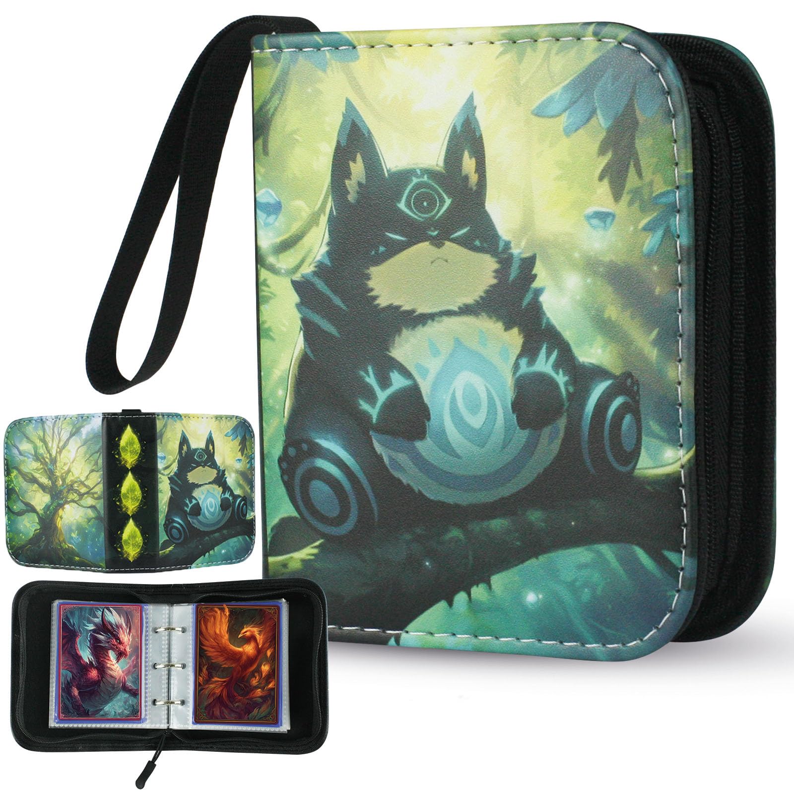 80 card binder Trading Pockets, TCG Card Album for Standard Size Game Cards, Sports Card, Fits 80 Cards with 40 Removable Sleeves, Portable Card Book for Collectors, Sylvan Guardian 80p Fetch Lands Style:Aurora Bleach - Custom Yu-Gi-Oh _info_popcorn-games-premium-card-sleeve-hard-50-sheets-56x87mm Trading Card Binder 9