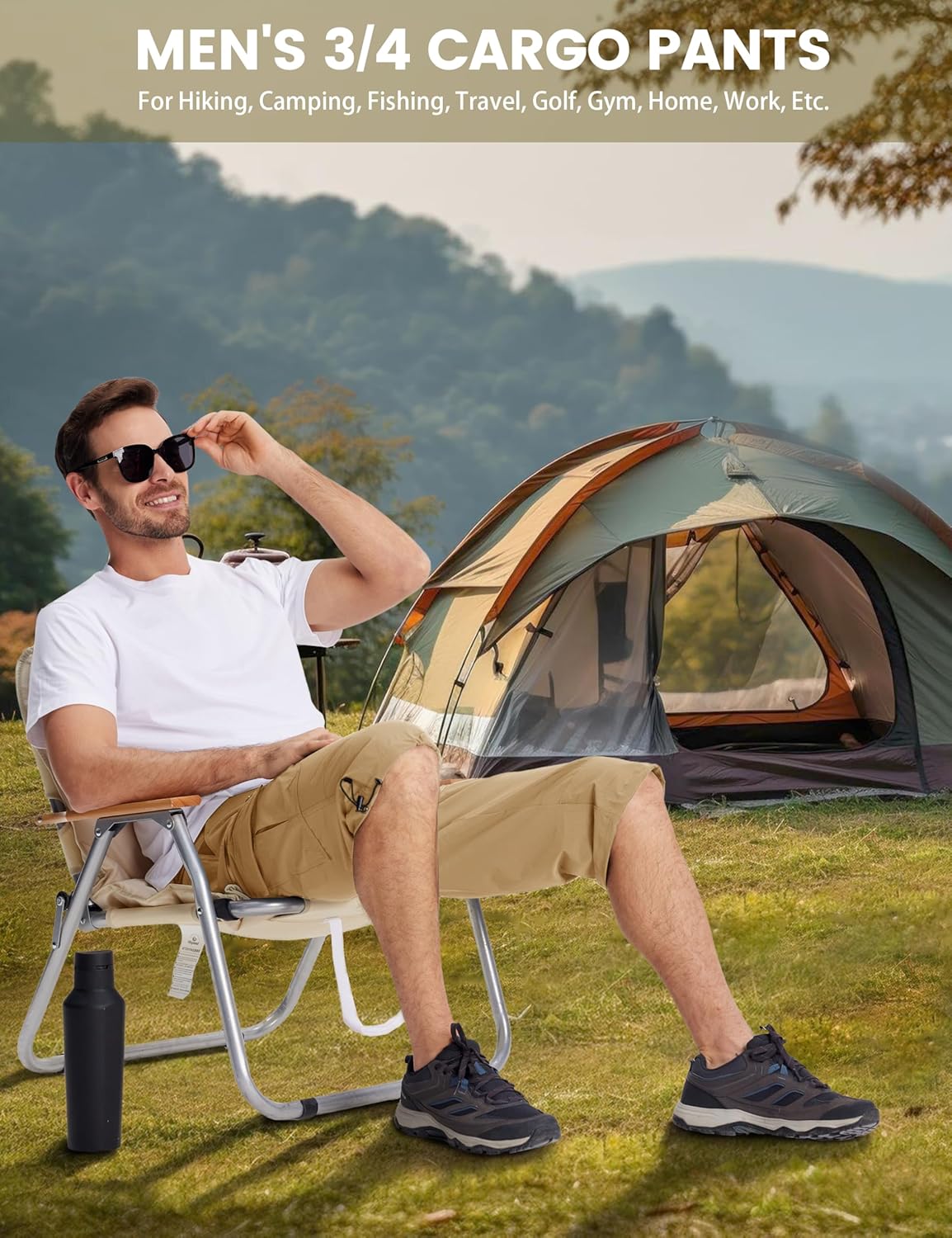 MAGCOMSEN Men's Workout Shorts 7 Pockets Quick Dry 3/4 Capri Pants Zipper Pockets Hiking Athletic Shorts - Image 6