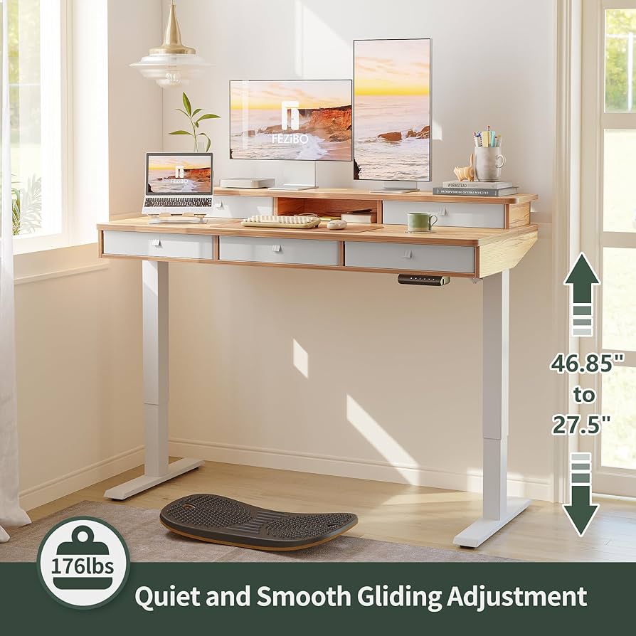 FEZIBO 昇降デスク スタンディングデスク 幅120cm*奥行き60cm Amazon | FEZIBO 電動昇降デスク ロータイプ 幅100cm 奥行60cm