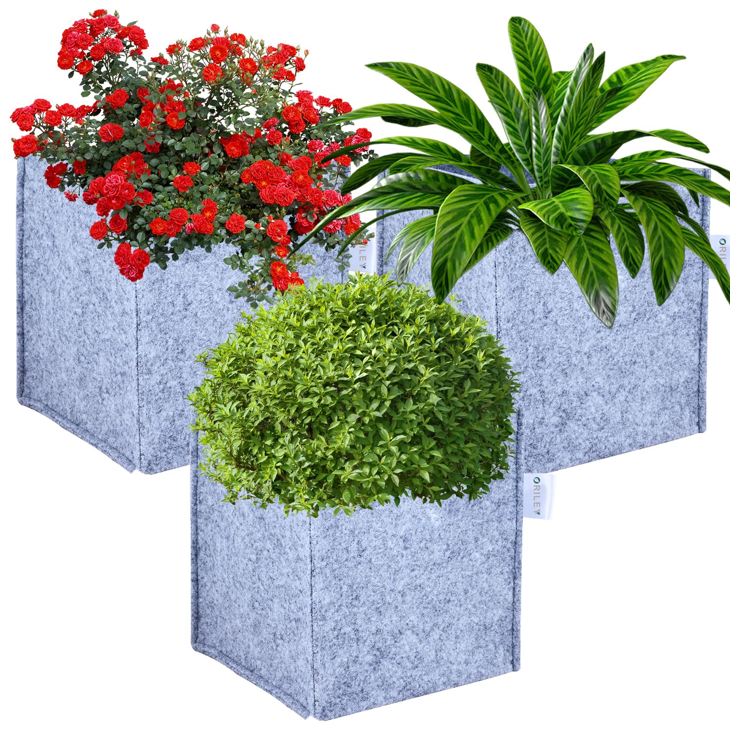 ORILEY Grow Bag Heavy Duty Geo Fabric Plants Flower Growing Bags Floor Standing Mount Type for Home Garden Balcony Nursery (Grey, Square, 400 GSM 6x6x6 inch Pack of 3) (B0BX6WVLS8) Amazon Price History, Amazon Price Tracker
