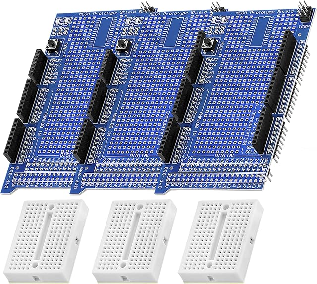 AZDelivery 3 pcs Prototyping Prototype Shield with Mini Breadboard compatible with Arduino, MEGA 2560 R3 including E-Book!