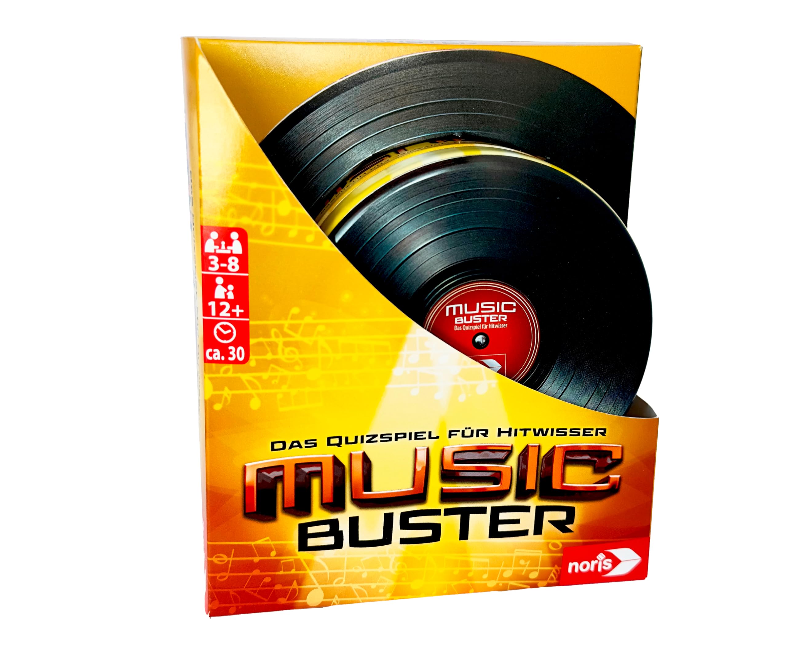 noris Music Buster 606062067 The Quiz Game for Hit Knowledge (Music Game from 12 Years) Music Quiz for 3-8 Players, Approx. 30 Minutes Playing Time