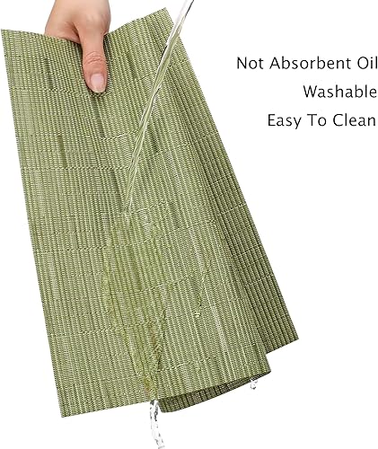 Miniatura 2 de Myir JUN Juego de 6 manteles individuales tejidos de vinilo, manteles individuales lavables para interiores, antideslizantes, para mesa de comedor