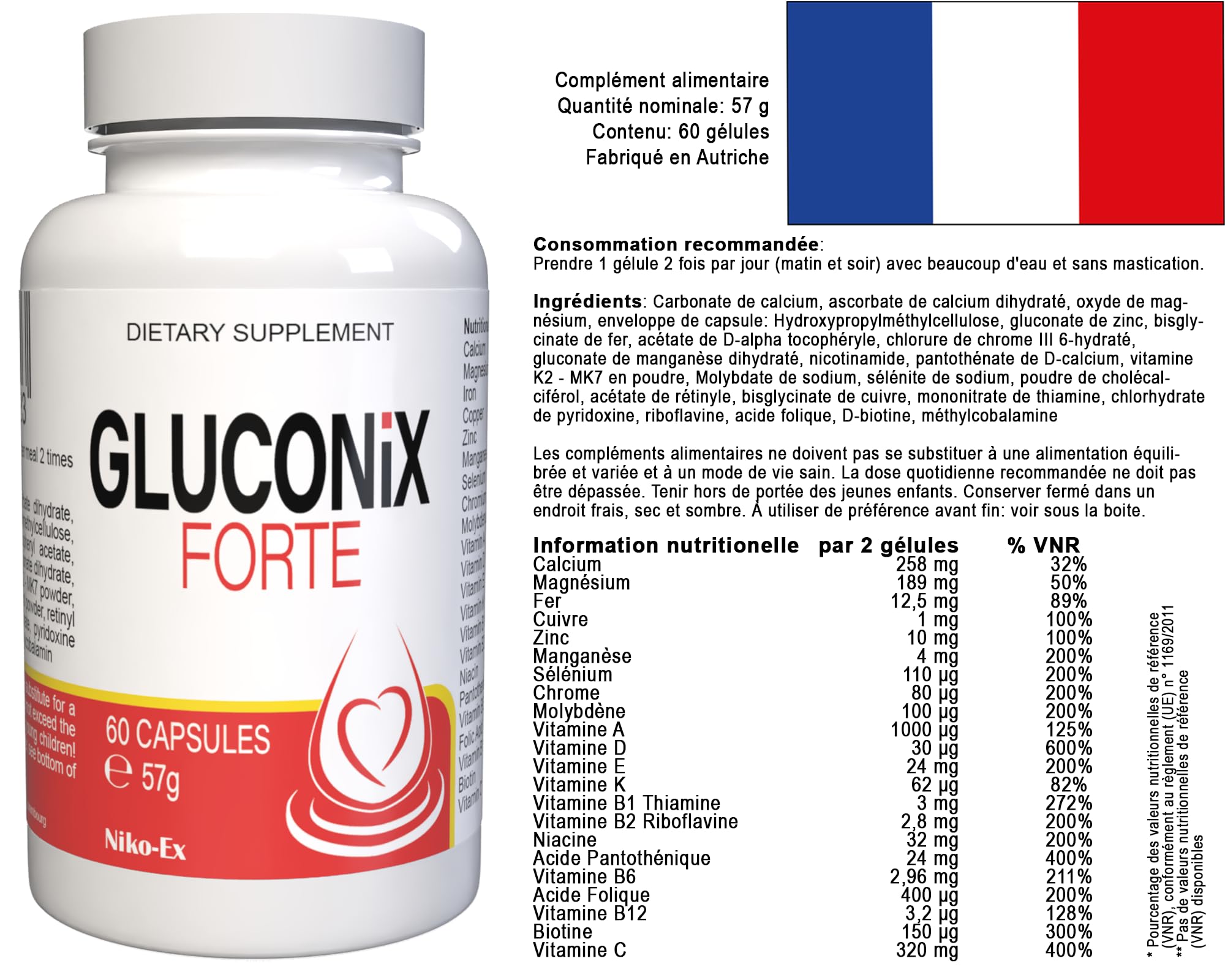Gluconix Forte - 180 cápsulas (3 x 60 cápsulas, 3 unidades)