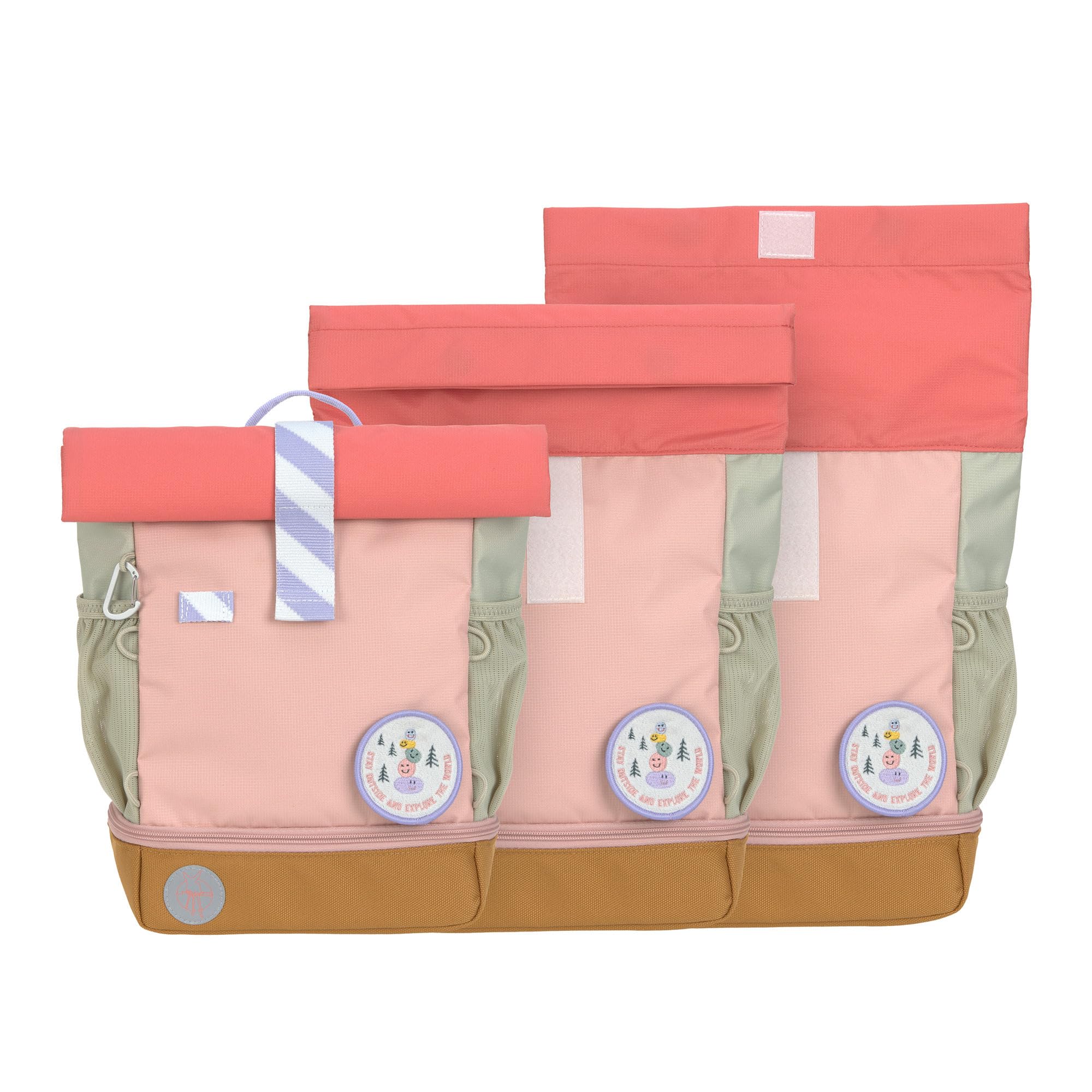 LÄSSIG Sac à Dos pour l'école Maternelle Sac à Dos pour Enfants Rolltop avec Sangle de Poitrine Hydrofuge, 11 litres/Mini Rolltop Backpack Sunny Explorer Rose/Pink