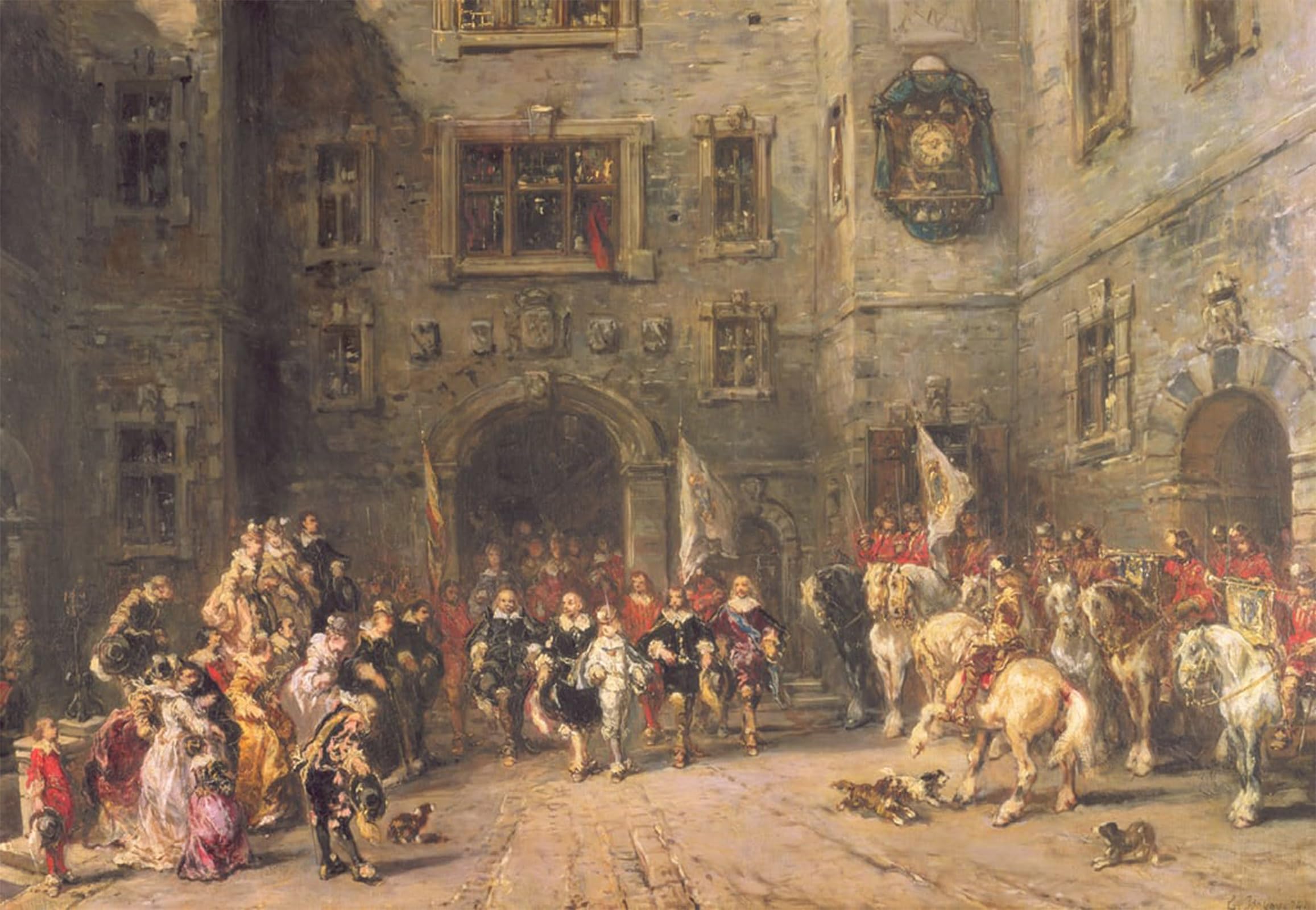SERENDIPITP Retro Picture Poster Wall Art Pictures Painting Louis Xiii At the Chateau of Blois by Eugene Isabey Wall Art Canvas Print for Wall Decor 60x90cm