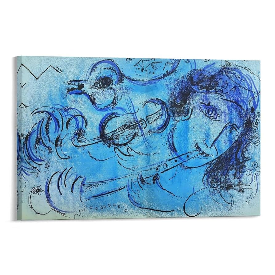 シャガール『フルートを吹く人』希少画集画、高級新品額・額装付 シャガール『フルートを吹く人』希少画集画、高級新品額・額装付