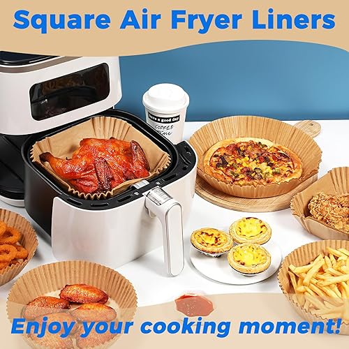 Miniatura 6 de Forros de Papel para Freidora de Aire, 100 Piezas Desechables Antiadherentes de Papel Pergamino para Freidora de Aire que se Ajustan a Canastas de