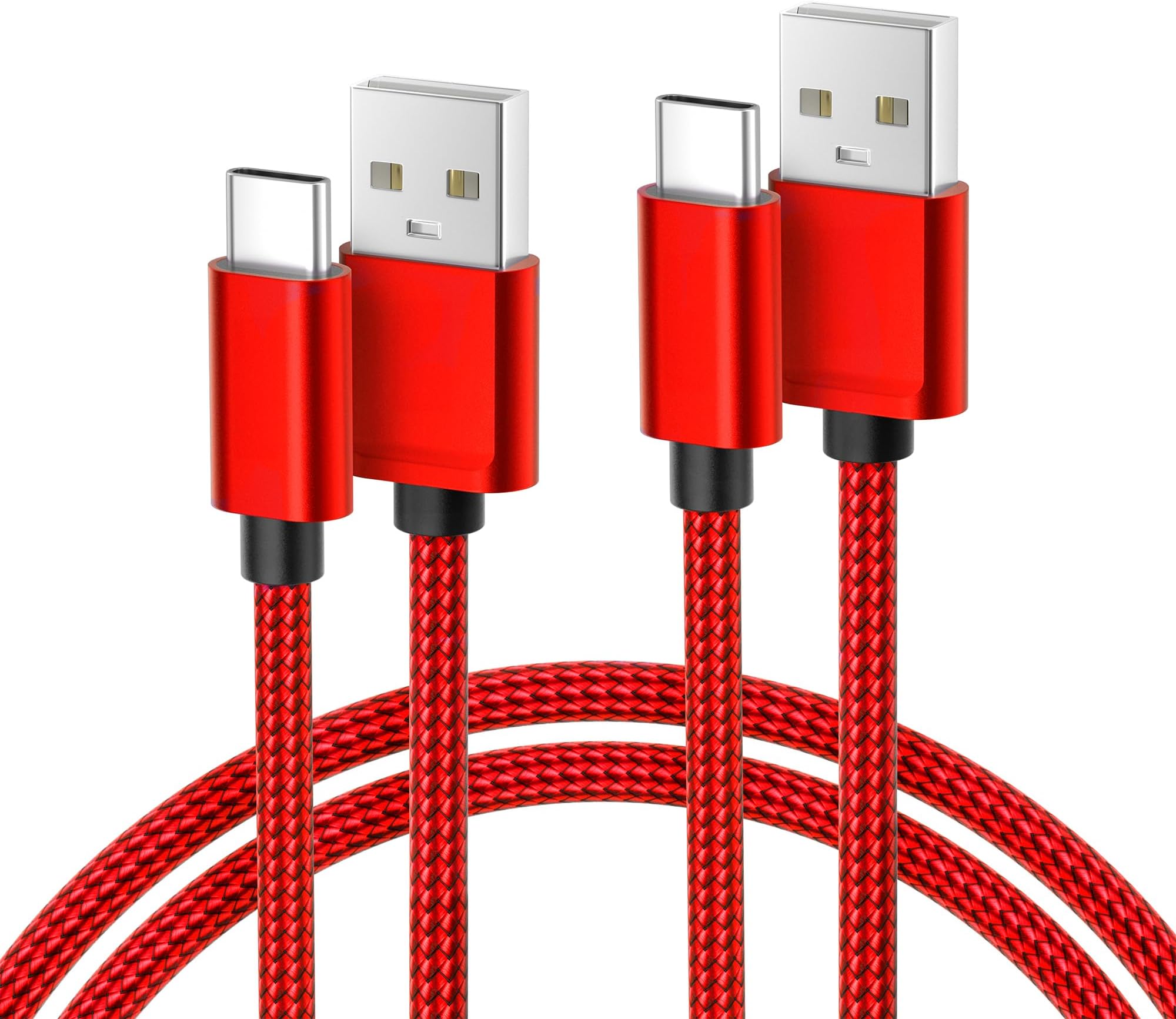 Basesailor for iPhone 17 16 Pro Max Charger Cord,USB to USB C Cable,Type C Charging Power Cord for Apple 17e 15 iPad 10 Air 4 5,Samsung Galaxy S26 S25 S24 S23,Red,2Pack 6.6FT(2M)