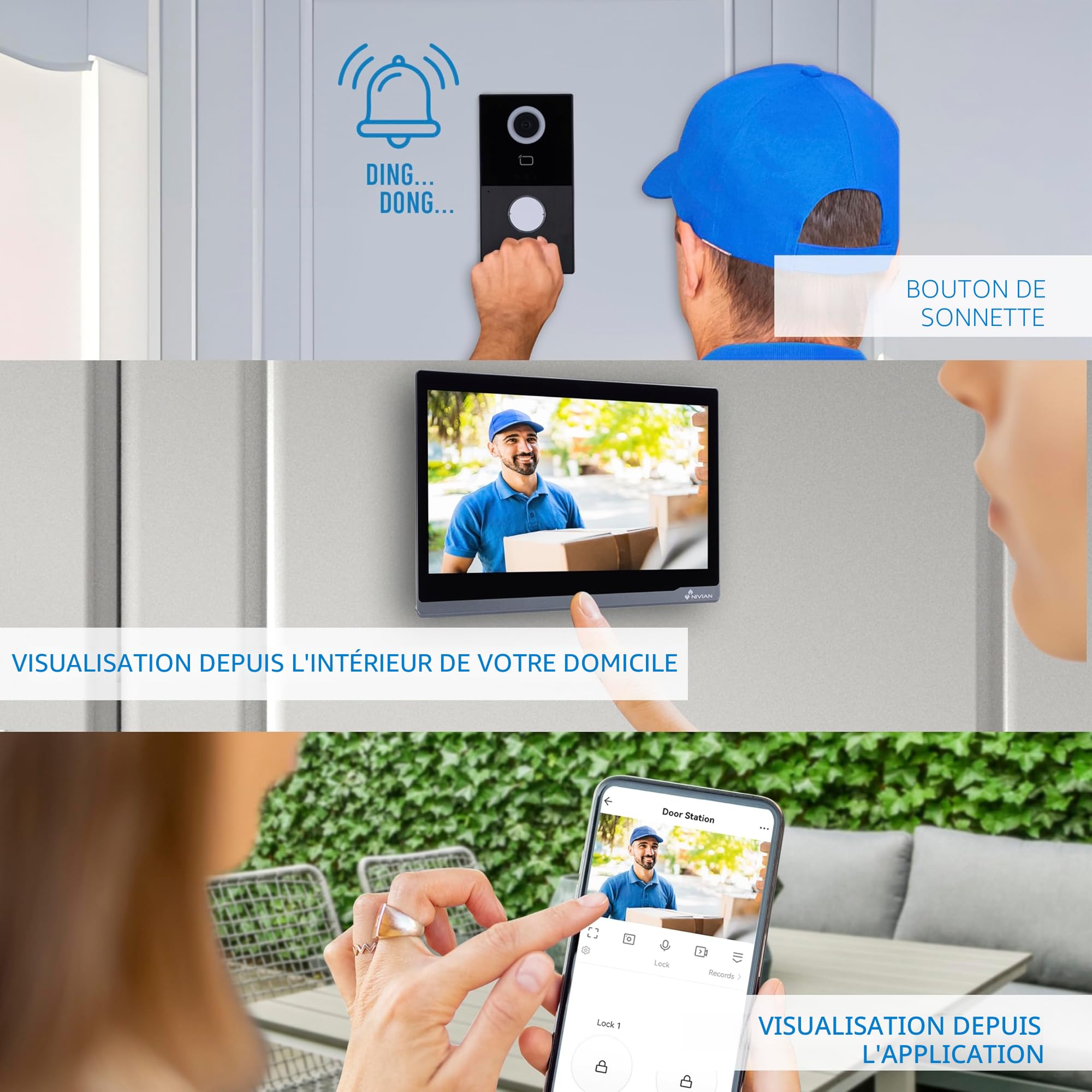 NIVIAN IVIAN Interphone vidéo Intelligent WiFi Full HD pour extérieur avec écran Tactile et Clavier, Connexion à 2 Fils, contrôle App TUYA, enregistrements sur microSD