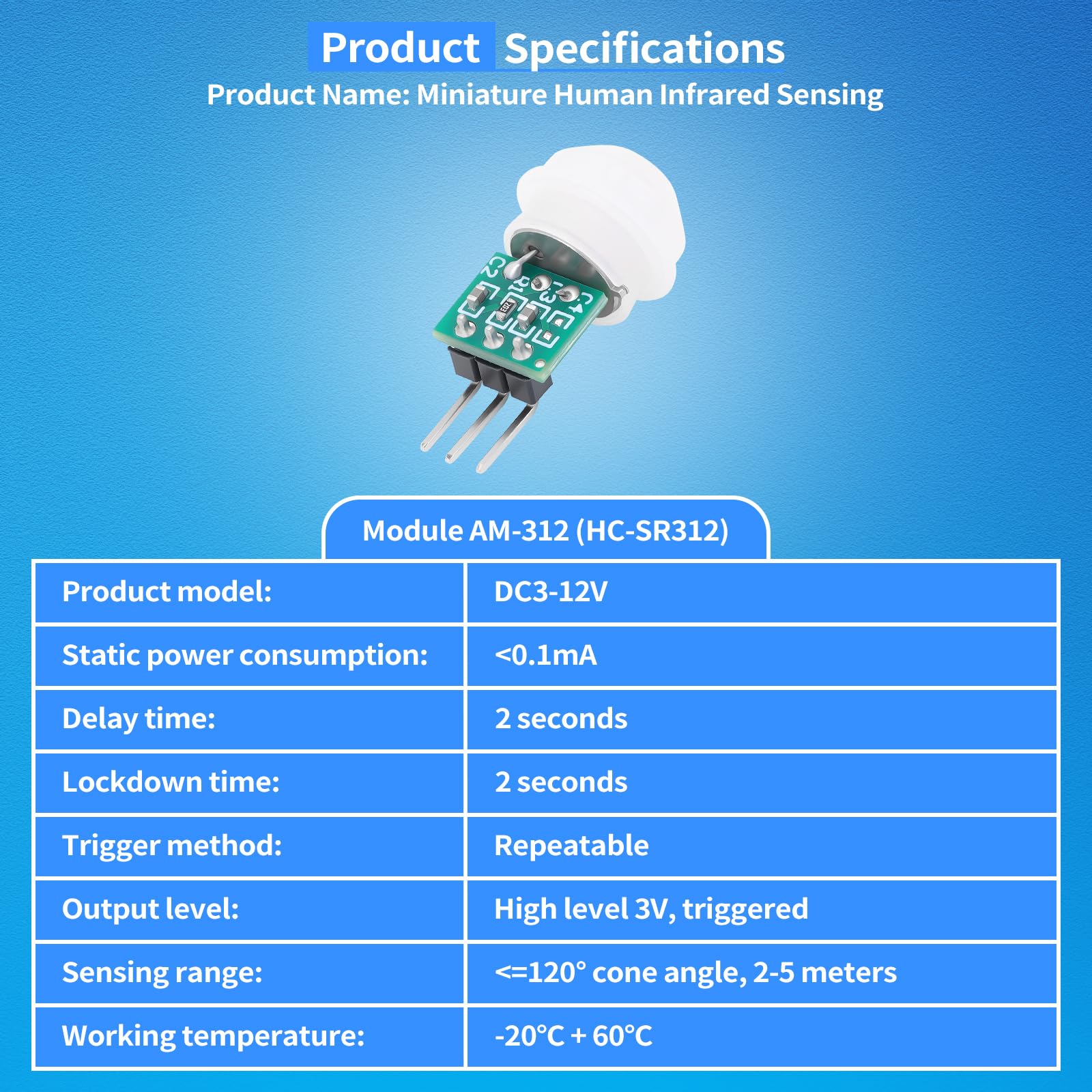 10Pcs Pir Sensor AM312 Mini Pir Motion Sensor Module Body Sensors Manual Motion Infrared IR Detector for AR duino