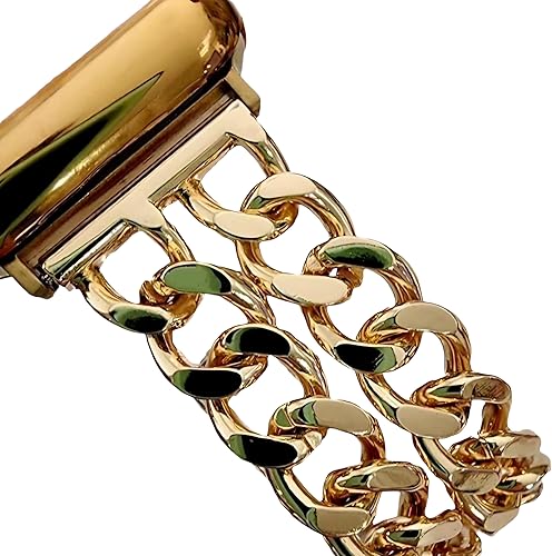DSAAplus Correas de Metal Dorado Compatibles con Apple Watch Band 38mm 40mm 41mm 42mm 44mm 45mm 46mm 49mm Pulsera de Cadena Elegante para iWatch