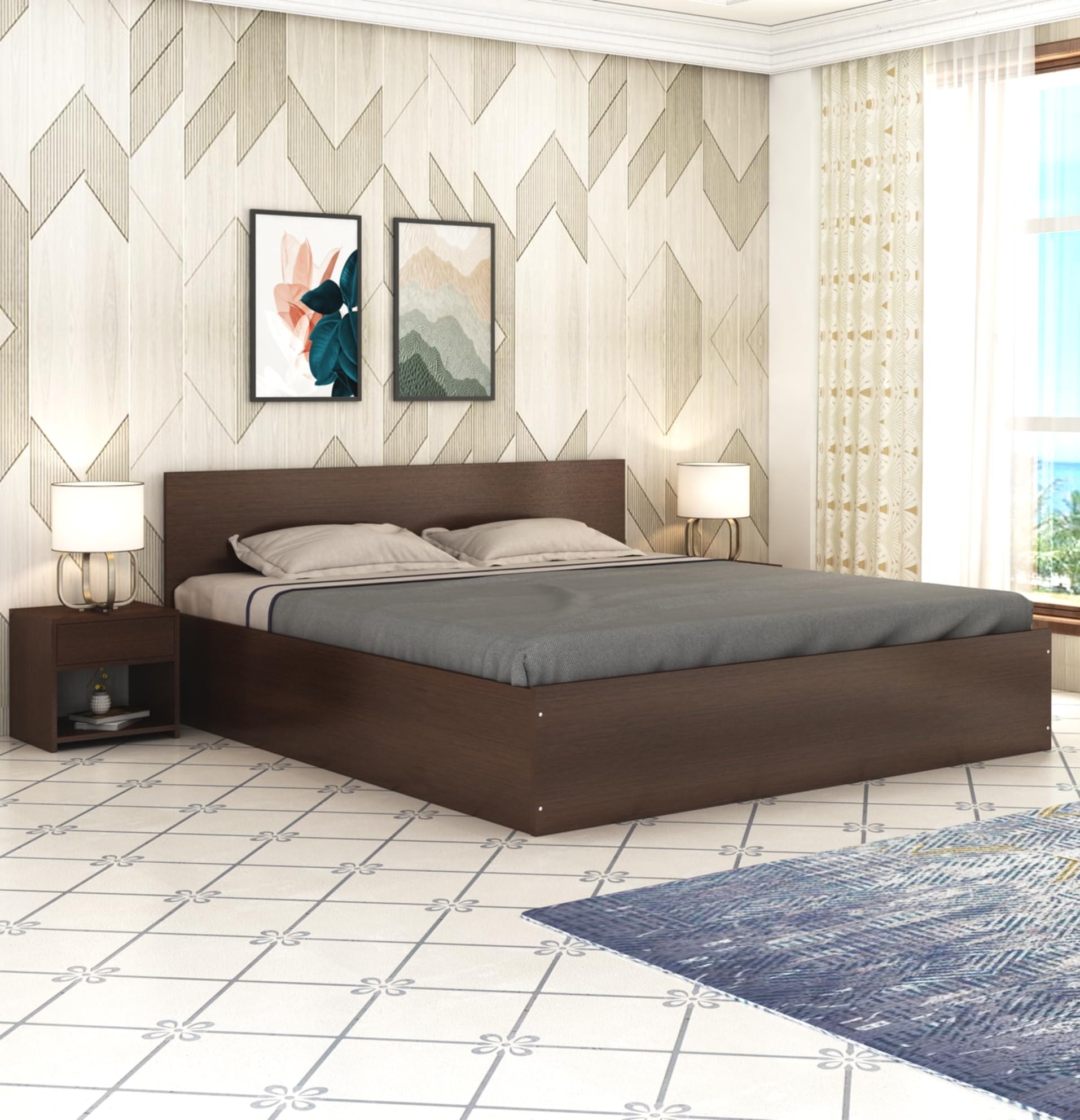 Modern Nest Engineered Wooden Bed Queen Size with Box Storage | Queen Size Cot with Storage Furniture for Bedroom Living Room (78 X 60 Inch, Walnut Finish) | 1 Year Warranty (B0DGLS43NC) Amazon Price History, Amazon Price Tracker