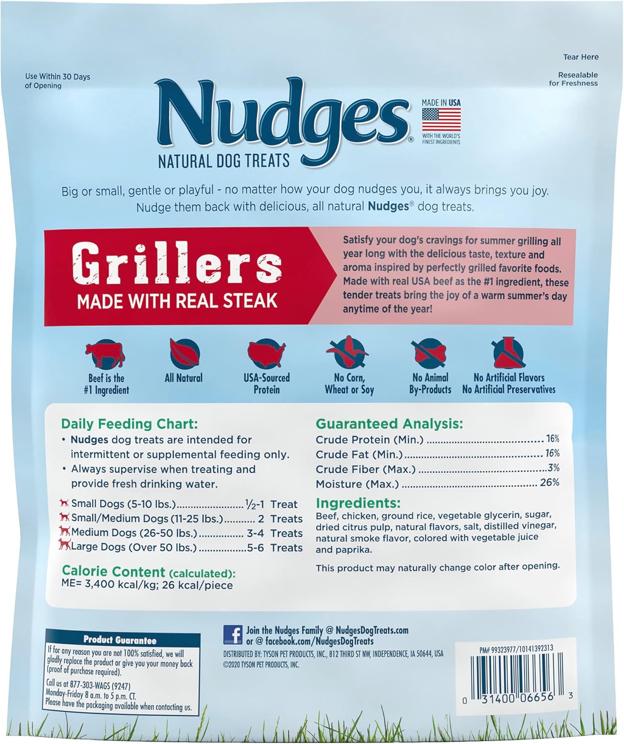 Nudges Natural Dog Treats Grillers Made with Real Steak