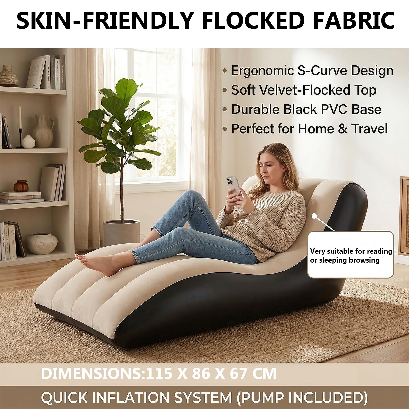 Aufblasbares Sofa, Aufblasbarer Sessel, Wasserdichtes Luftsofa Aufblasbares, Sessel, Sofa und Couch mit Beflockter Oberfläche für Wohnzimmer, Couch Aufblasbar Outdoor Camping