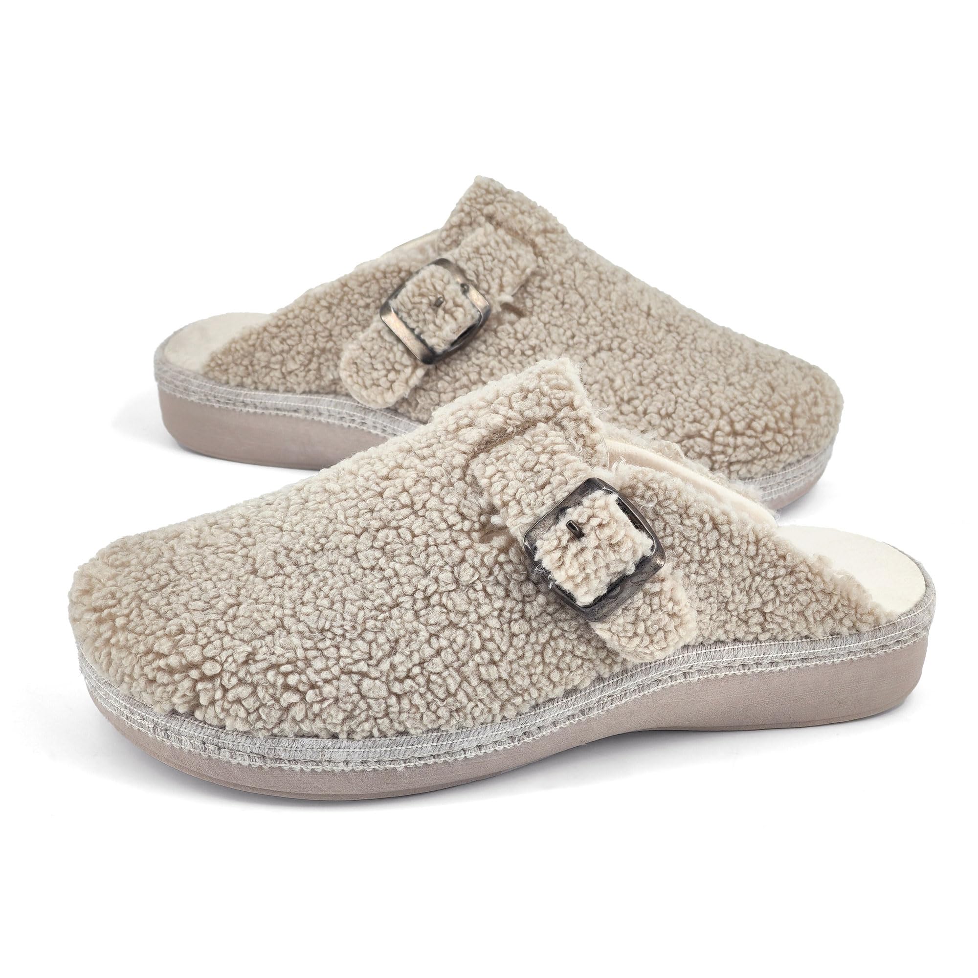 JOMIX Hausschuhe Damen Winter Pantoletten Gefütterte Pantoffeln Warme Plüsch Slippers Rutschfeste Puschen mit Fußbett