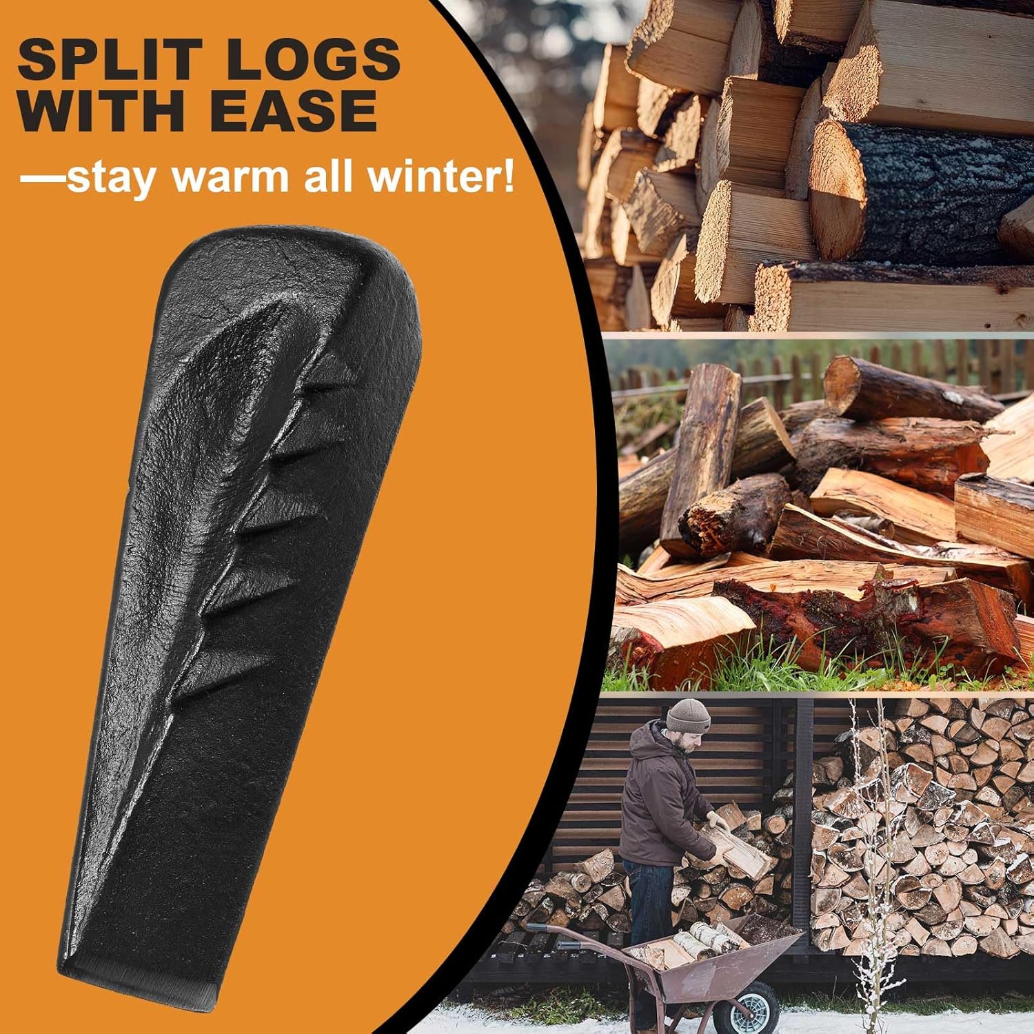 1 Pcs 5 Lbs Twisted Log Splitter Wedge Helicoidal Wood Splitting Wedges for Firewood Forged Steel Tool for Easy Wood Splitting Sharpened Edge for Outdoor Logging Chopping