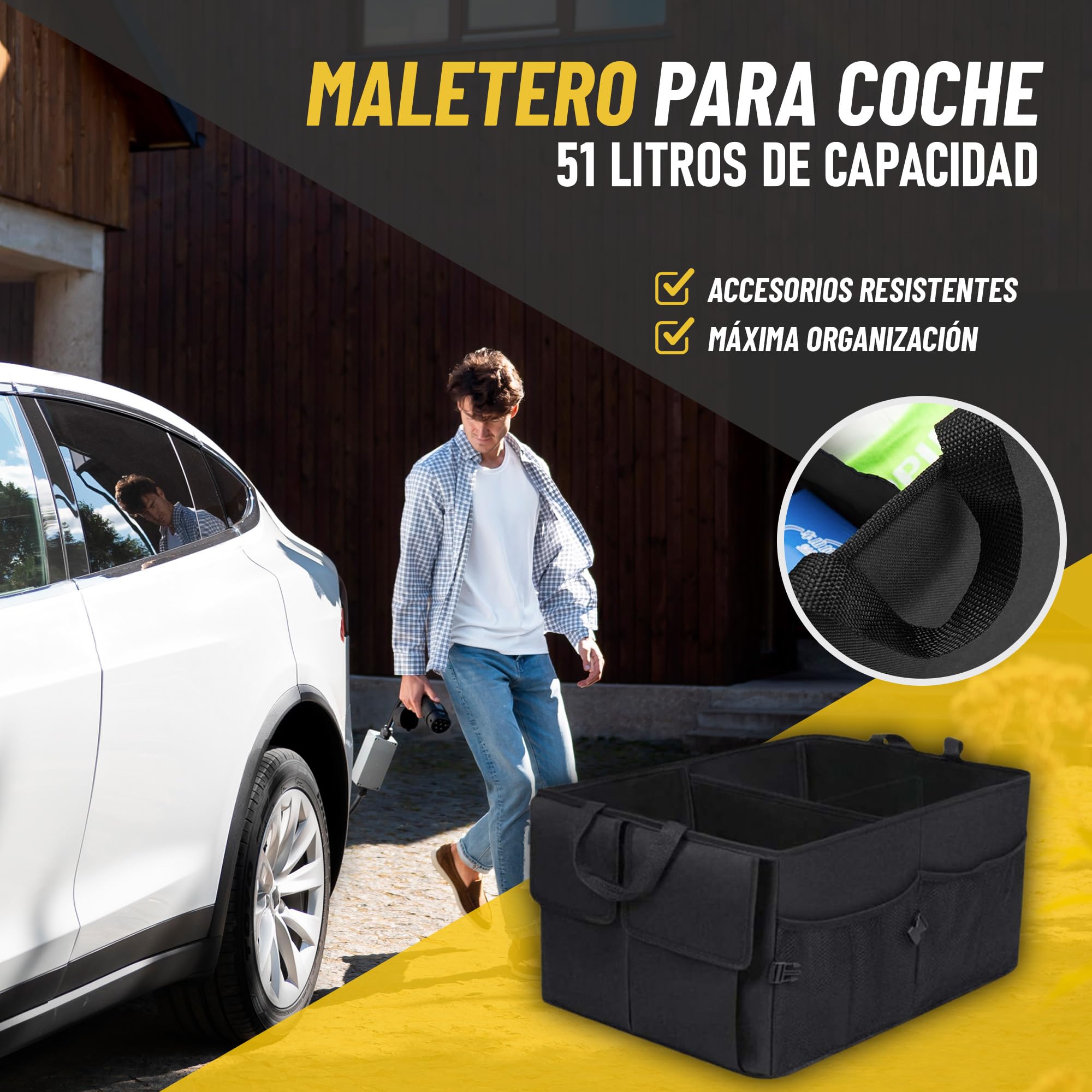 Organizador Maletero Coche, Caja Plegable Coche de Tejido Oxford y Asas Impermeable Bolsa Maletero Bolsa para Almacenamiento Furgoneta para Camper y Casa