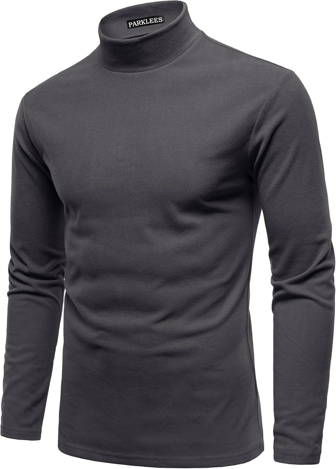 PARKLEES Men's Mock Turtleneck Micro Fleece Sweater Stretch Slim Fit Long Sleeve Thermal Base Layer for Cold Weather - Image 2