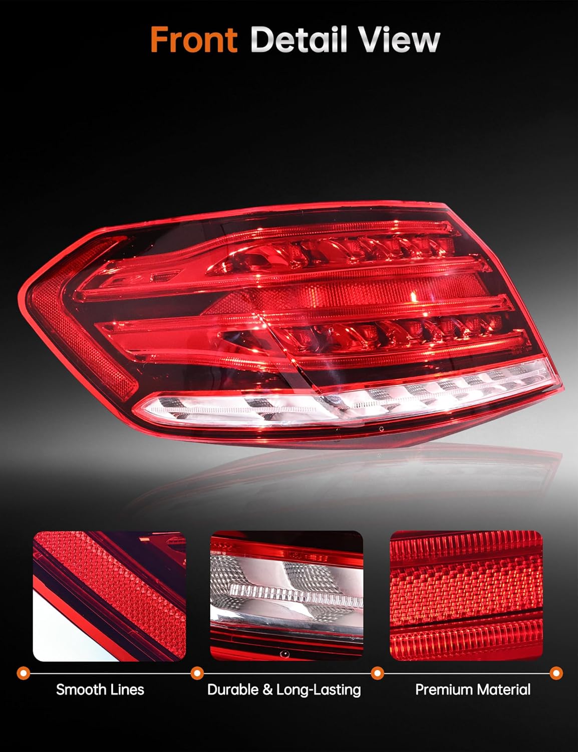 Rear Outer Tail Lights for 2014 2015 2016 Mercedes-Benz E-Class W212 E250 E350 E400 E550 E63 AMG, Rear Taillights Brake Lamps w/Led Bulbs, 2129061303 (Left Driver Side)
