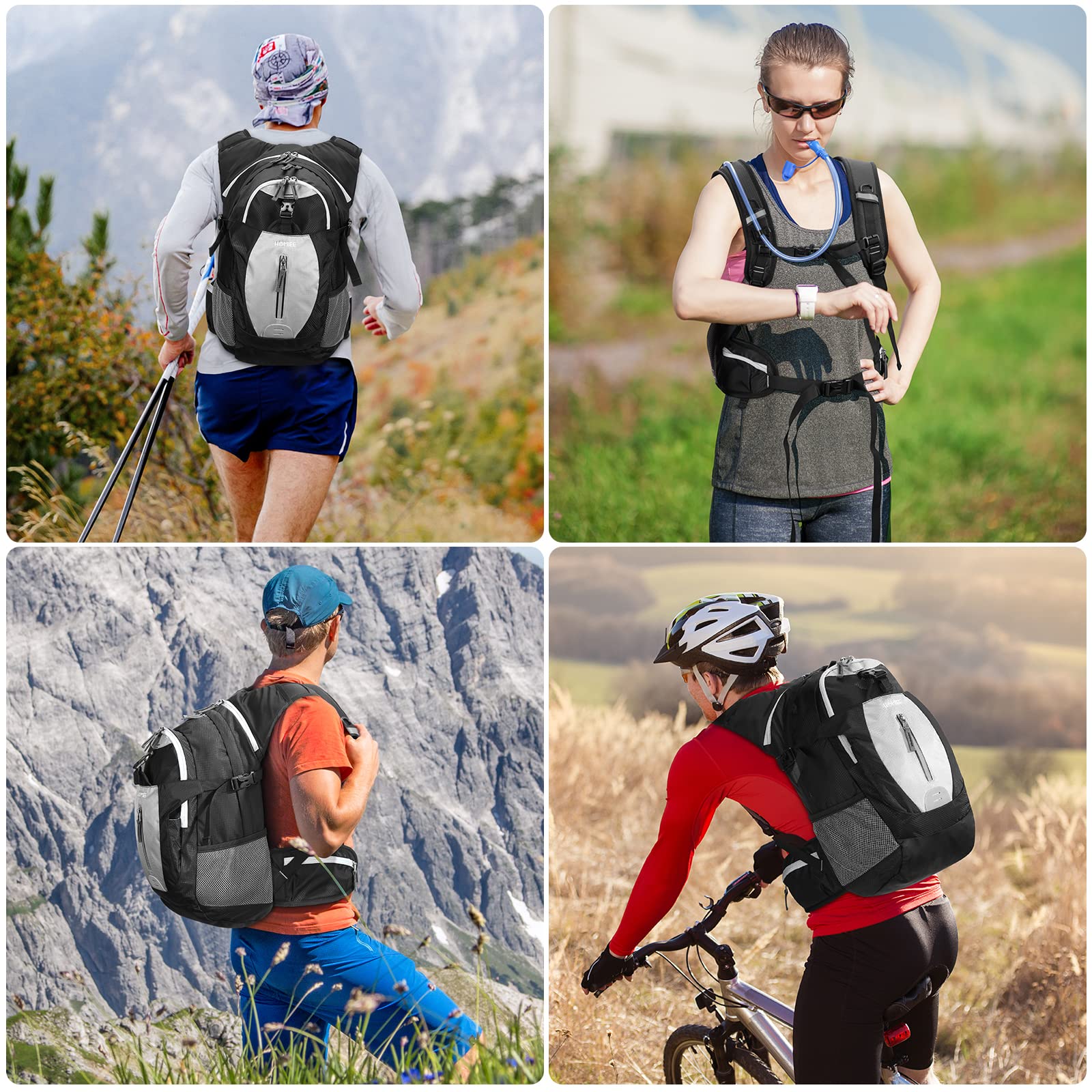HOMIEE Sac à Dos Vélo 20L + Poche Eau 2.5L - Ultra Léger, Respirant Et Imperméable