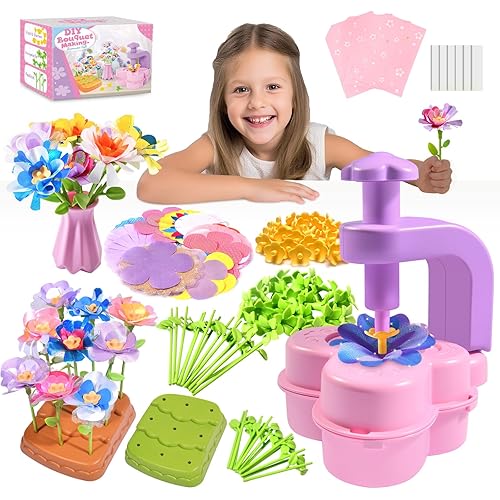 GPPNKC Flower Bouquet Craft Kit DIY Arts and Crafts Toddler Toys Flowers Market Toy Educational Fun DIY Activity Set Birthday Gift for 4 5 6 7 8+ Year Old Girls and Boys