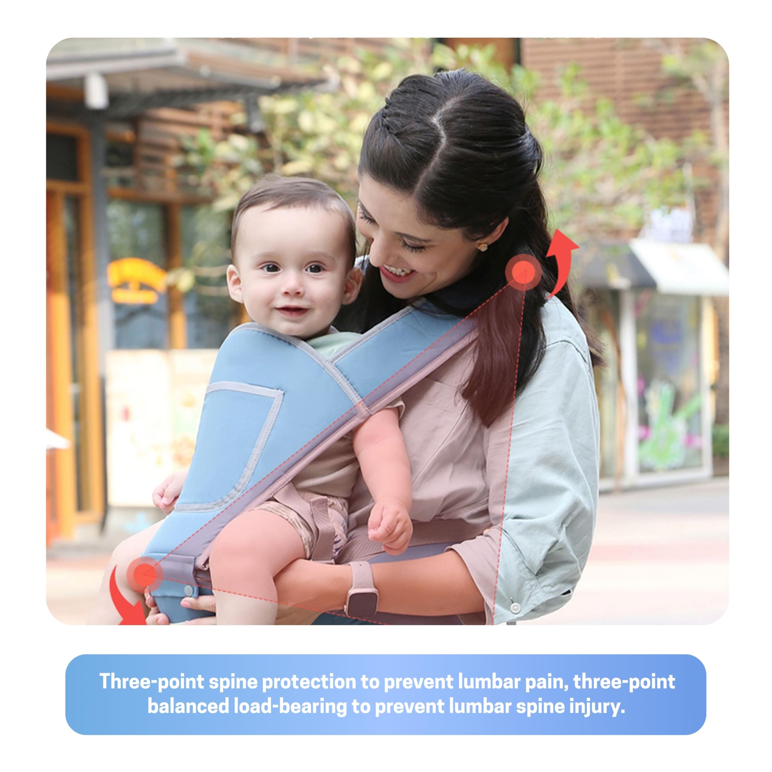 OBABY Carrier Hip Seat Adjustable/Comfortable/Lightweight/Soft/Lumbar Support Stylish Cotton with 5 Carry Positions, Travel and Daily use, New-Born to Toddler Carrier (0 to 36 Months) - Image 2 thumbnail