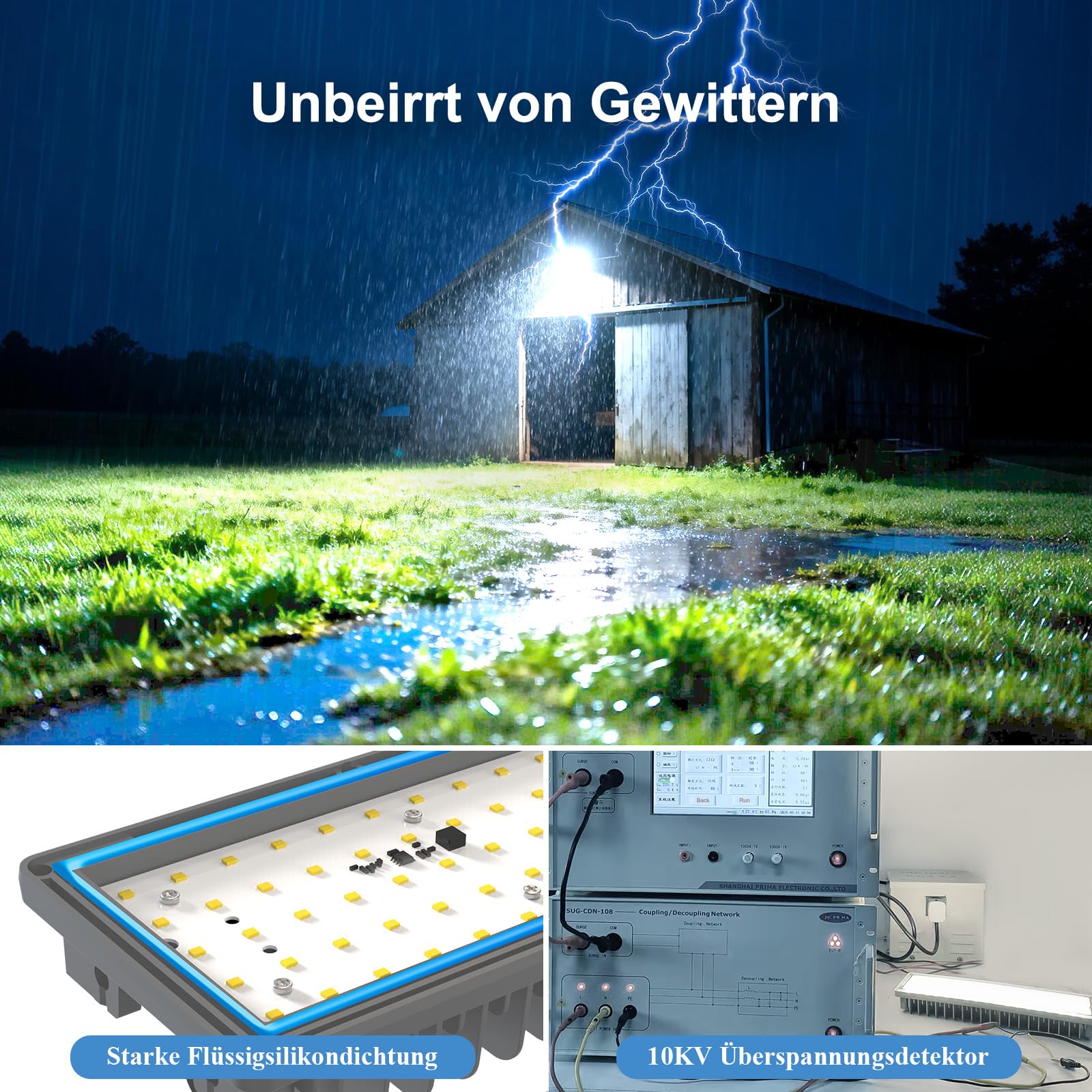 Reflektor zewnętrzny LED, 28000 lm, 200 W, 6500 K, zimna biel, IP67, wodoszczelny reflektor zewnętrzny z ochroną przed przepięciem 10 kV, do ogrodu, na parking, oświetlenie zewnętrzne