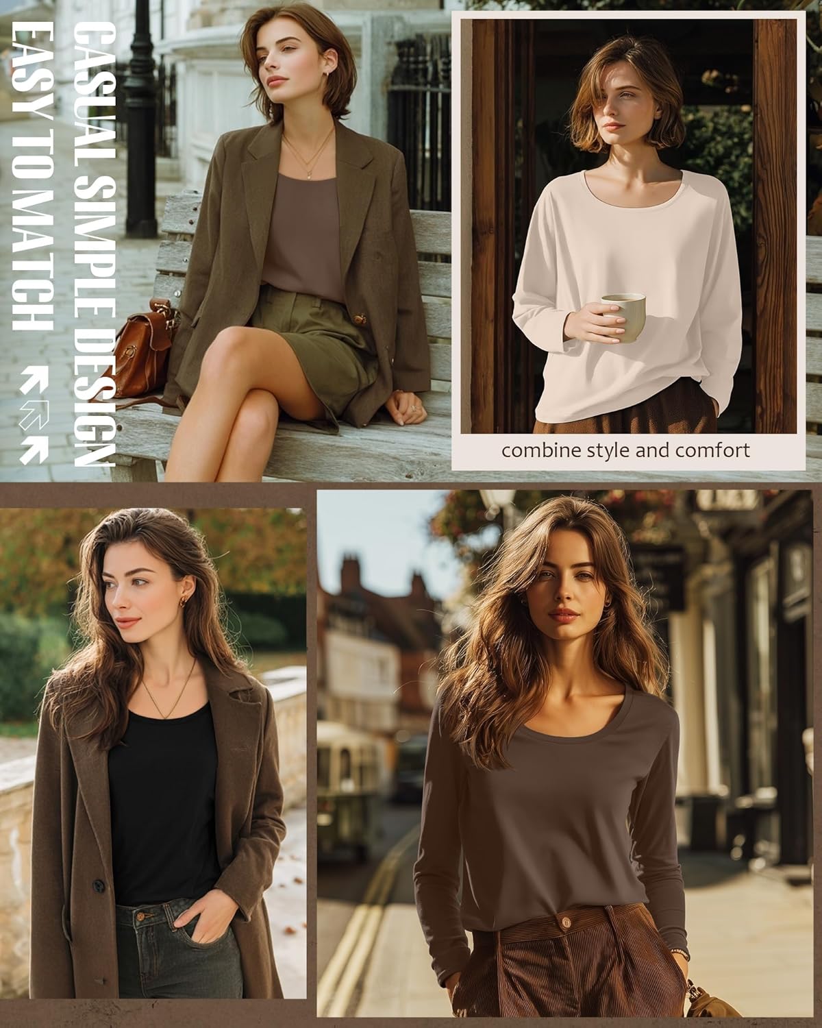 Neer 3 Pack Scoop Neck Long Sleeve Tops for Women, Loose Fit T-shirts Casual Fall Layer Trendy Basic Tees for Ladies - Image 5