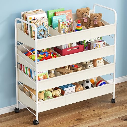 Miniatura 10 de Tubo de metal de almacenamiento de animales de peluche, organizador de almacenamiento de juguetes extra grande con ruedas de freno, soporte para