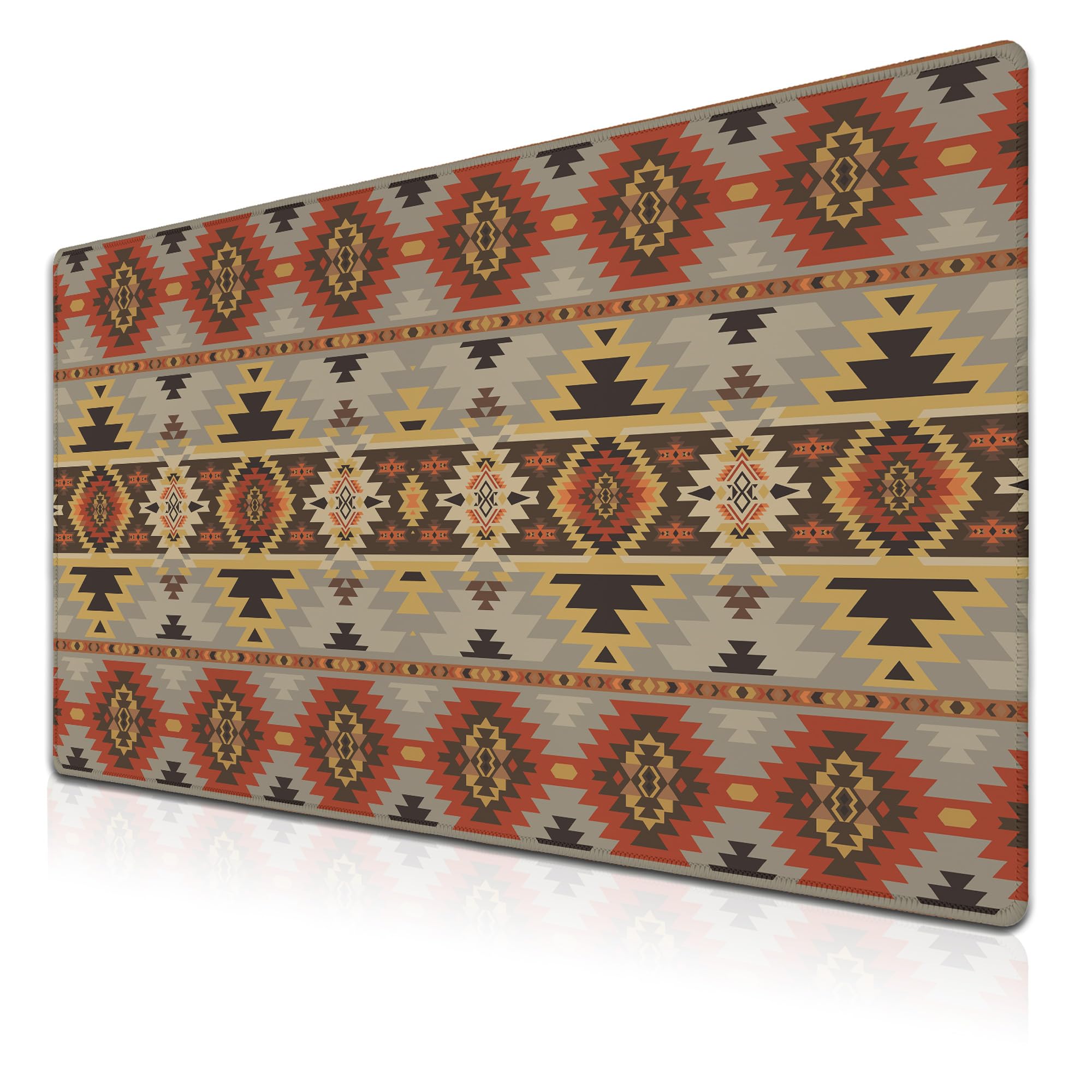 Samgula Gaming Mouse Pads Geometric Large Desk Pad Keyboard Pad Mousepad XXL Non-Slip Rubber Base Waterproof with Stitched Edges 35.4" X 15.7" for