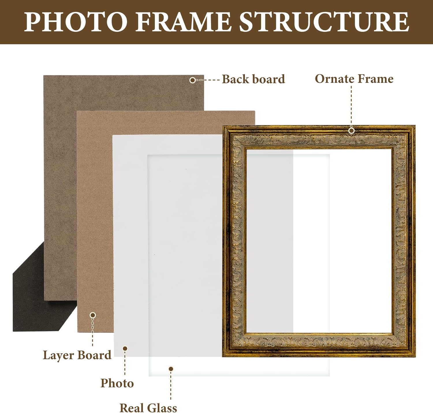 Afuly 8x10 Picture Frame Vintage Picture Frames Gold Frame for Wall Hanging or Tabletop Antique Frame for Wall Décor Ornate Vintage Photo Frames for Anniversary Birthday Christmas Gift