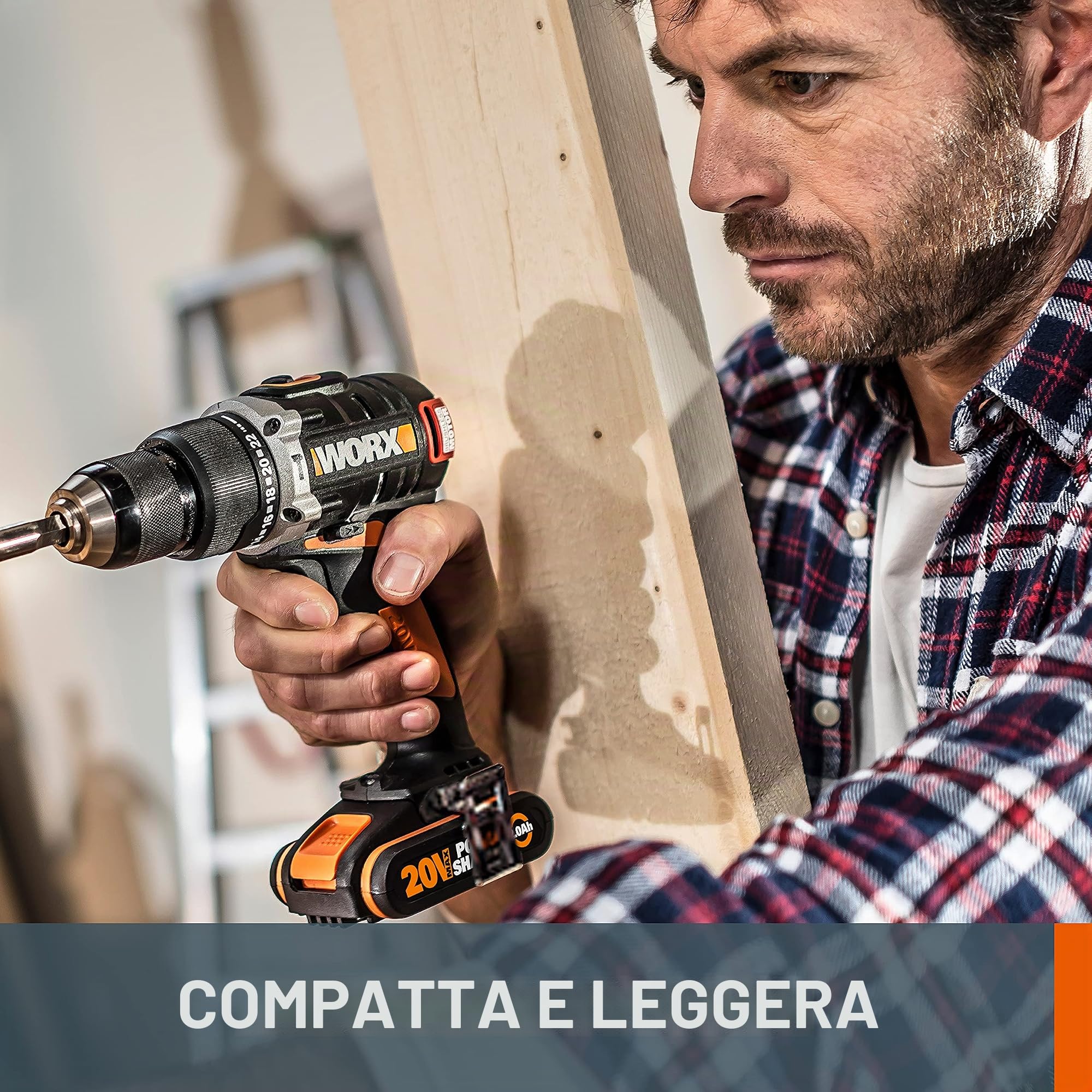 WORX WX175 Trapano Avvitatore Brushless (Solo Corpo Macchina), 20V MAX, Power Share 20 V