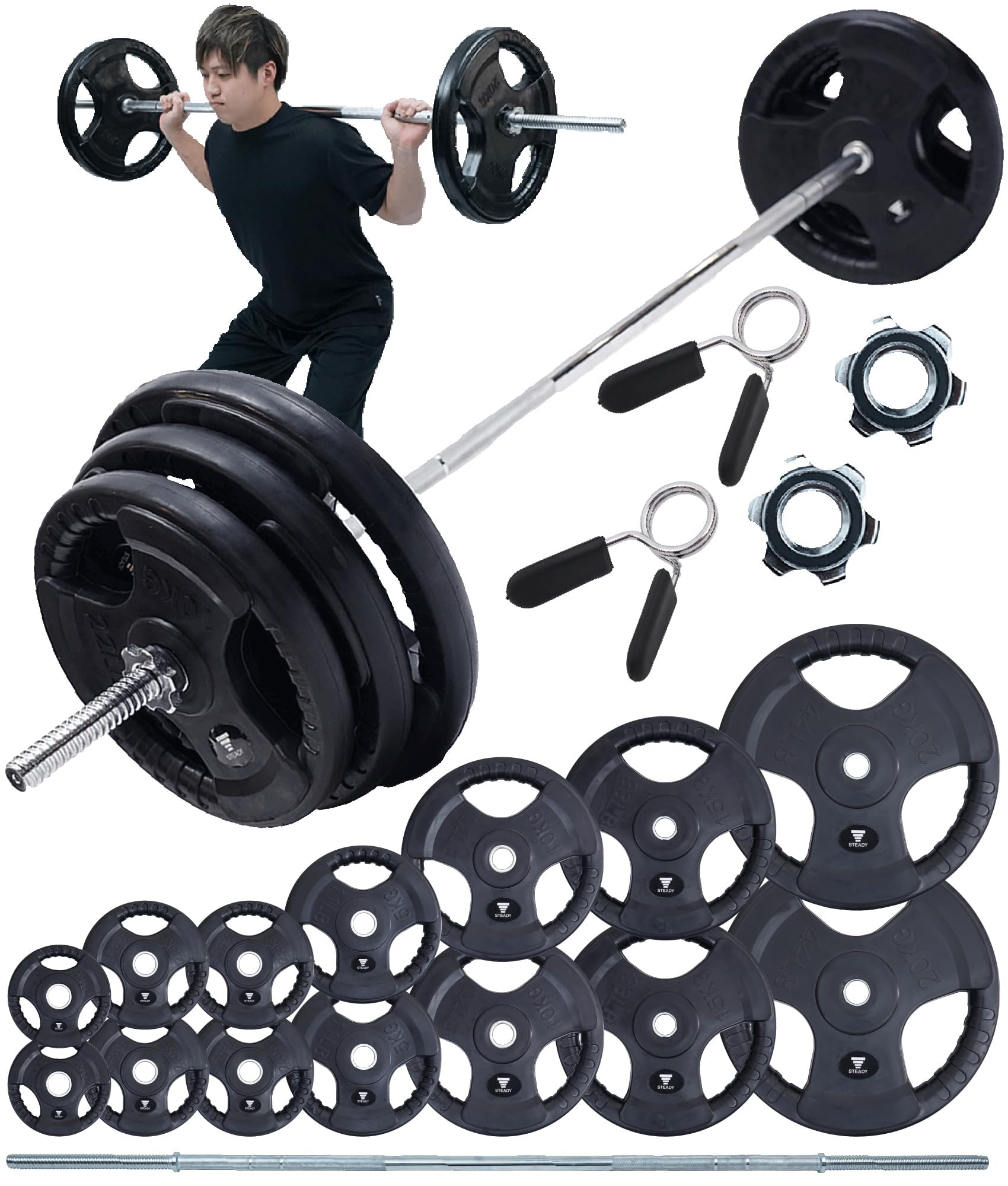 パワーラック　シャフト プレート100kgセット Amazon.co.jp: STEADY バーベルシャフト プレート セット 60kg / 80kg