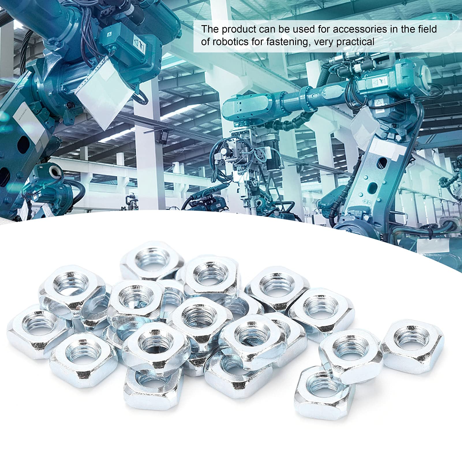 Natudeco 24pcs Square Nuts Stainless Steel M4 Machine Square Screw Nuts Fastening Robotics Accessories 4803 0007 0007 7x7mm for Industry