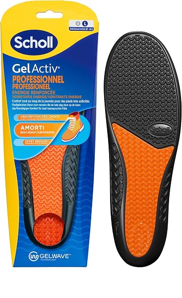 Scholl Semelles GelActiv Professionnel - Chaussures de travail Hommes - Pour un confort durable avec une absorption des chocs et un amorti renforcé grâce à la technologie GelWave - Taille 40 à 46,5 - 1