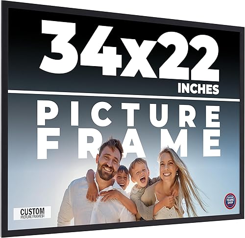 Marco de fotos negro de 34 x 22 pulgadas de ancho de 0.75 pulgadas Profundidad del marco interior de 0.5 pulgadas Marco de fotos Noir Classique de
